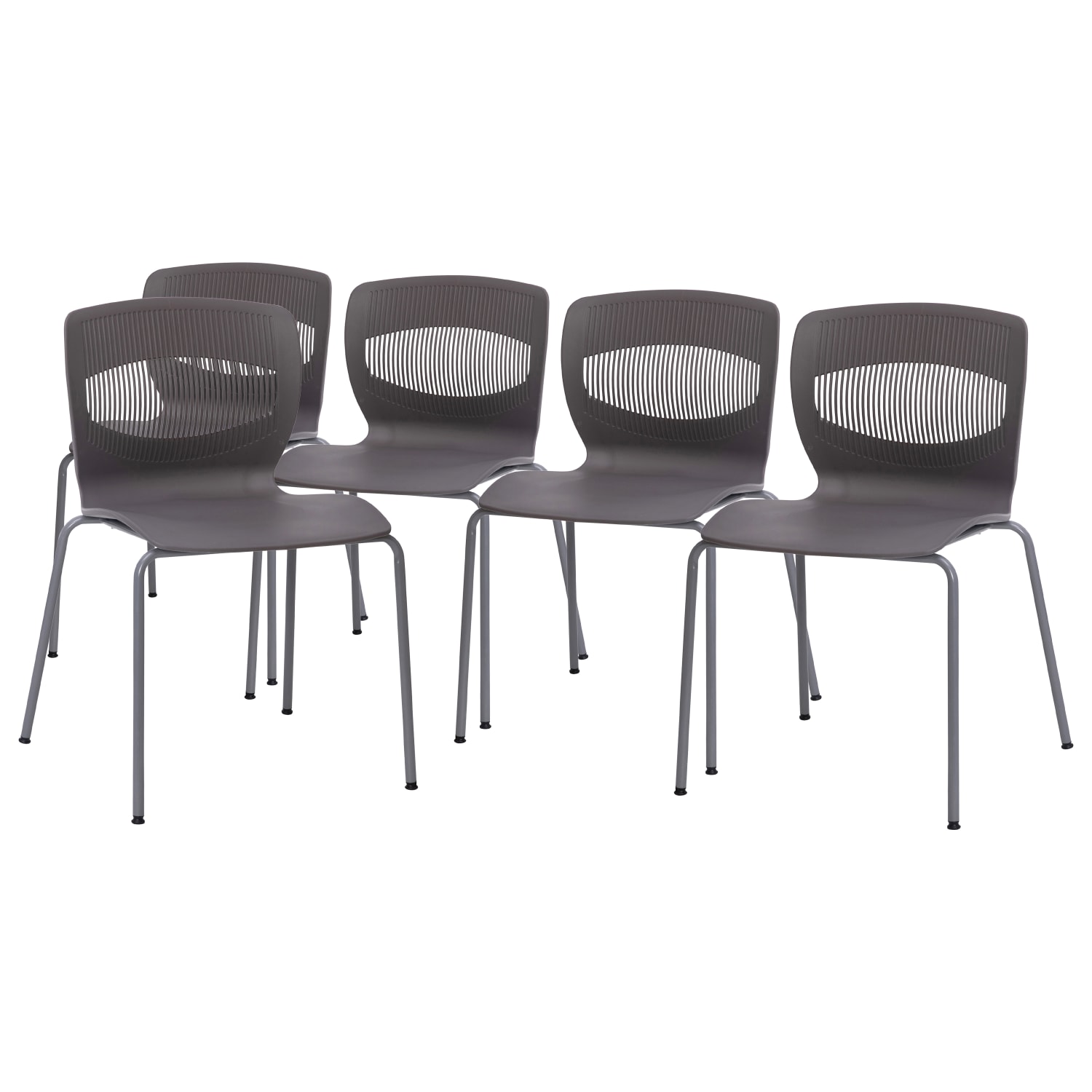Flash Furniture HERCULES Series Commercial Grade 770-lb Capacity Ergonomic Stack Chairs With Lumbar Support, Gray/Silver, Set Of 5 Chairs - Image 4