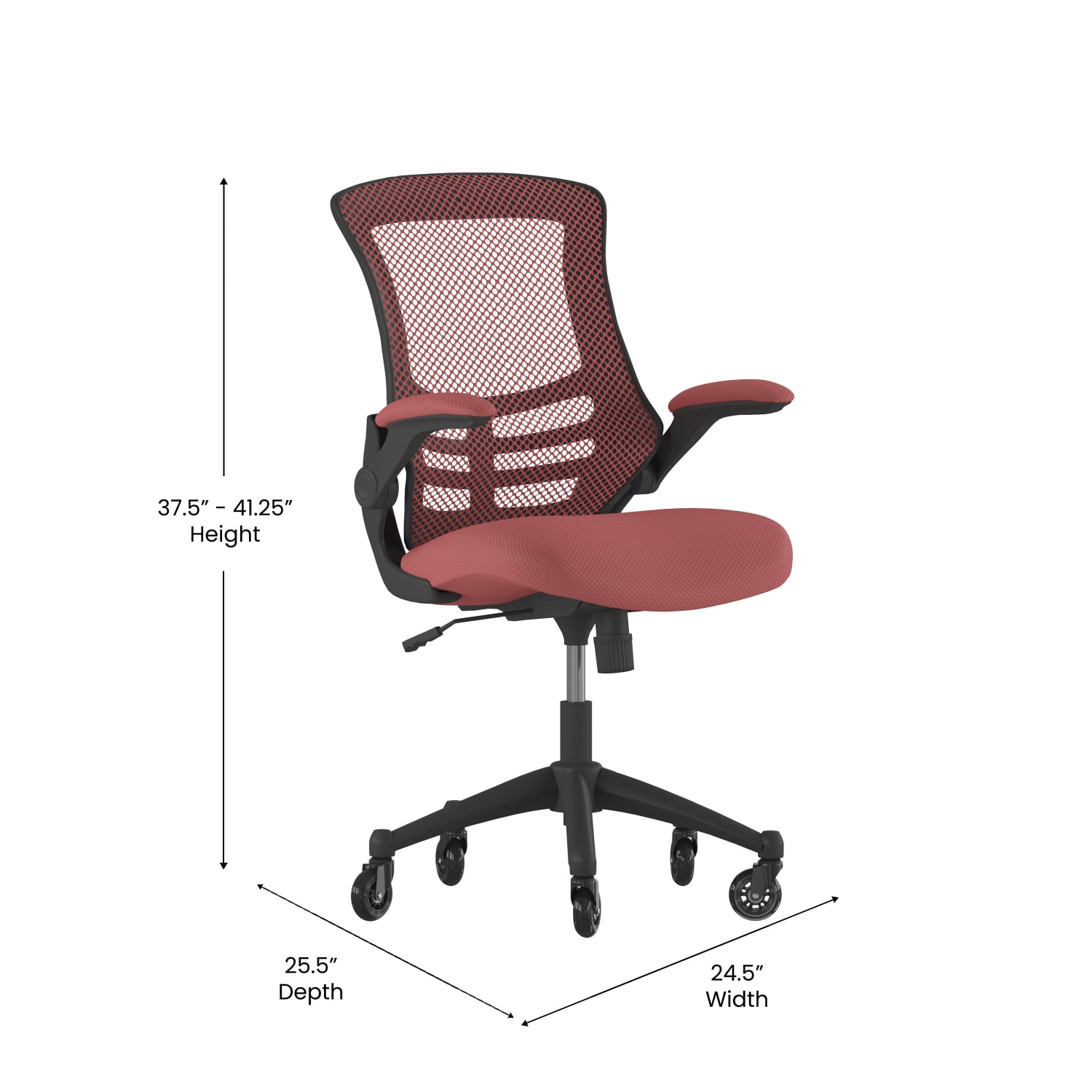 Flash Furniture Kelista Ergonomic Mesh Mid-Back Swivel Task Chair, Red/Black - Image 6