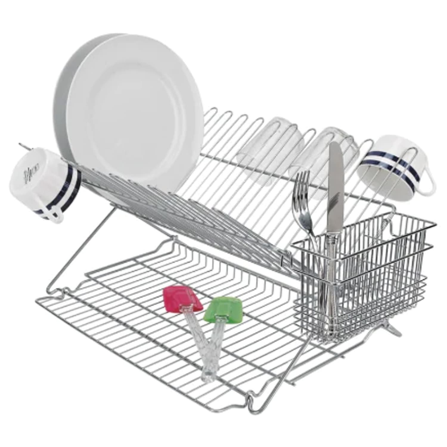 Better Houseware Extra-Large Metallic Folding Dish Rack, 10-3/4inH x 12-1/4inW x 18inD, White - Image 5