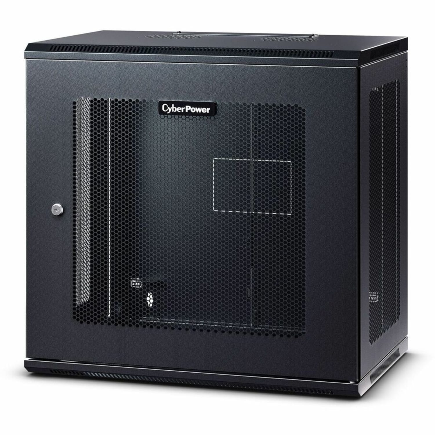 CyberPower CR12U61003 Wall Mount Enclosure - 12U 19in Wall Mount Enclosure, 600mm wide, 600mm deep, hex perforated metal door, side panels, locking doors/side panels, black, 132lbs (60kg) loading capacity, 5 year warranty - Image 6