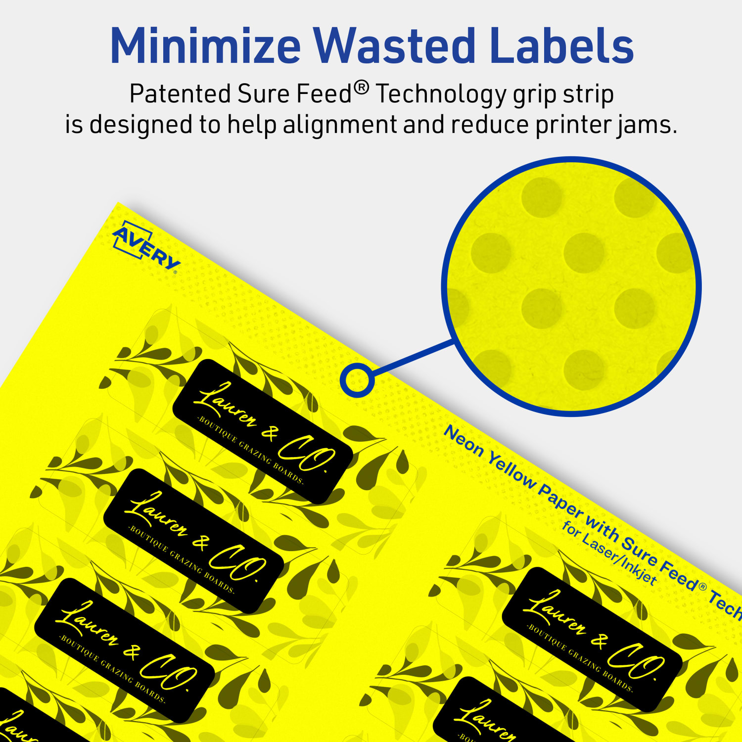 Avery Print-To-The-Edge Labels With Sure Feed Technology And Easy Peel, 94224-NYP10, Rectangle, 1in x 3in, Matte Neon Yellow, Pack of 160 - Image 5