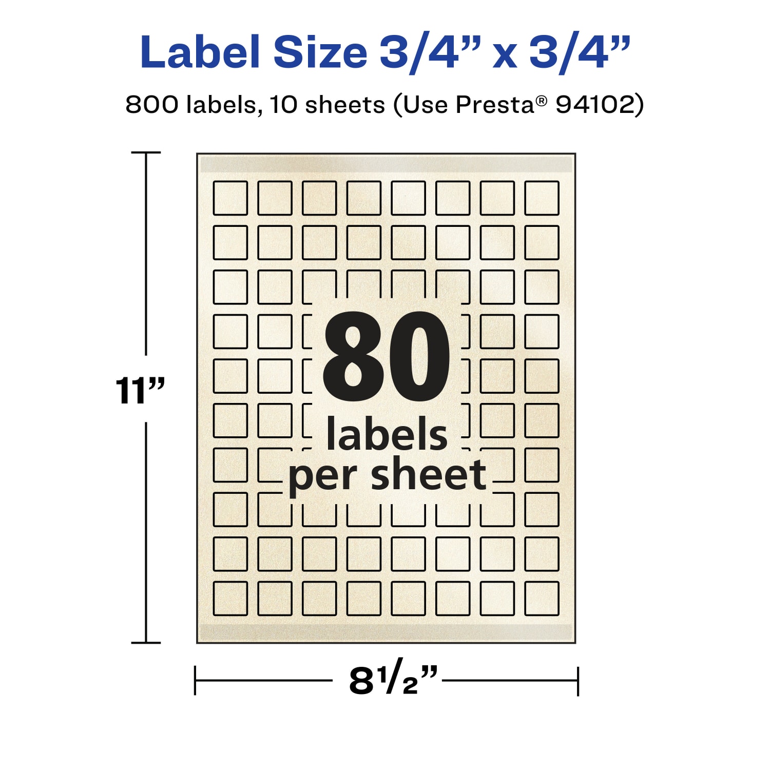 Avery Pearlized Permanent Labels With Sure Feed, 94102-PIP10, Square, 3/4in x 3/4in, Ivory, Pack Of 800 Labels - Image 6