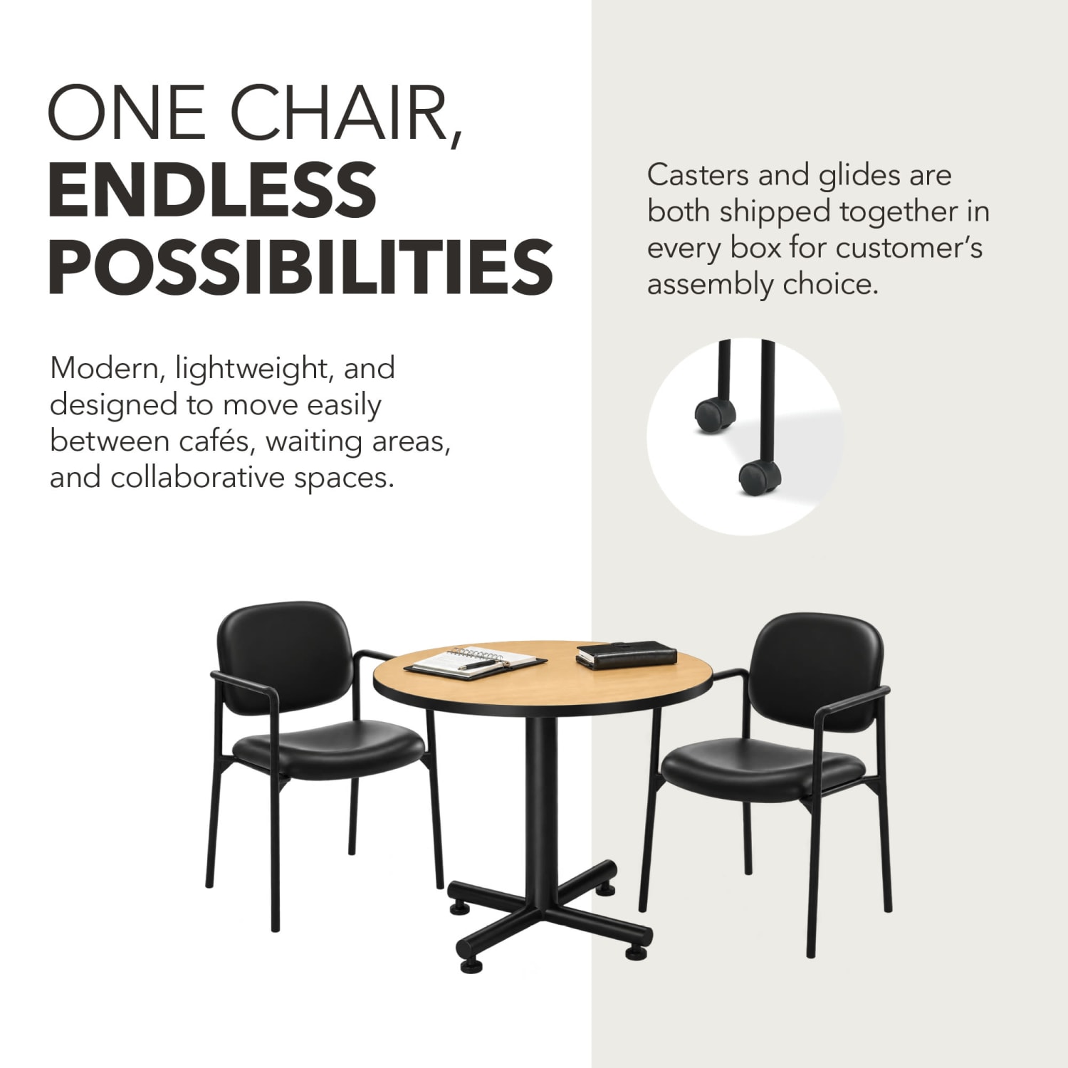HON Scatter SofThread Fixed Arm Stacking Guest Chair, Black - Image 5
