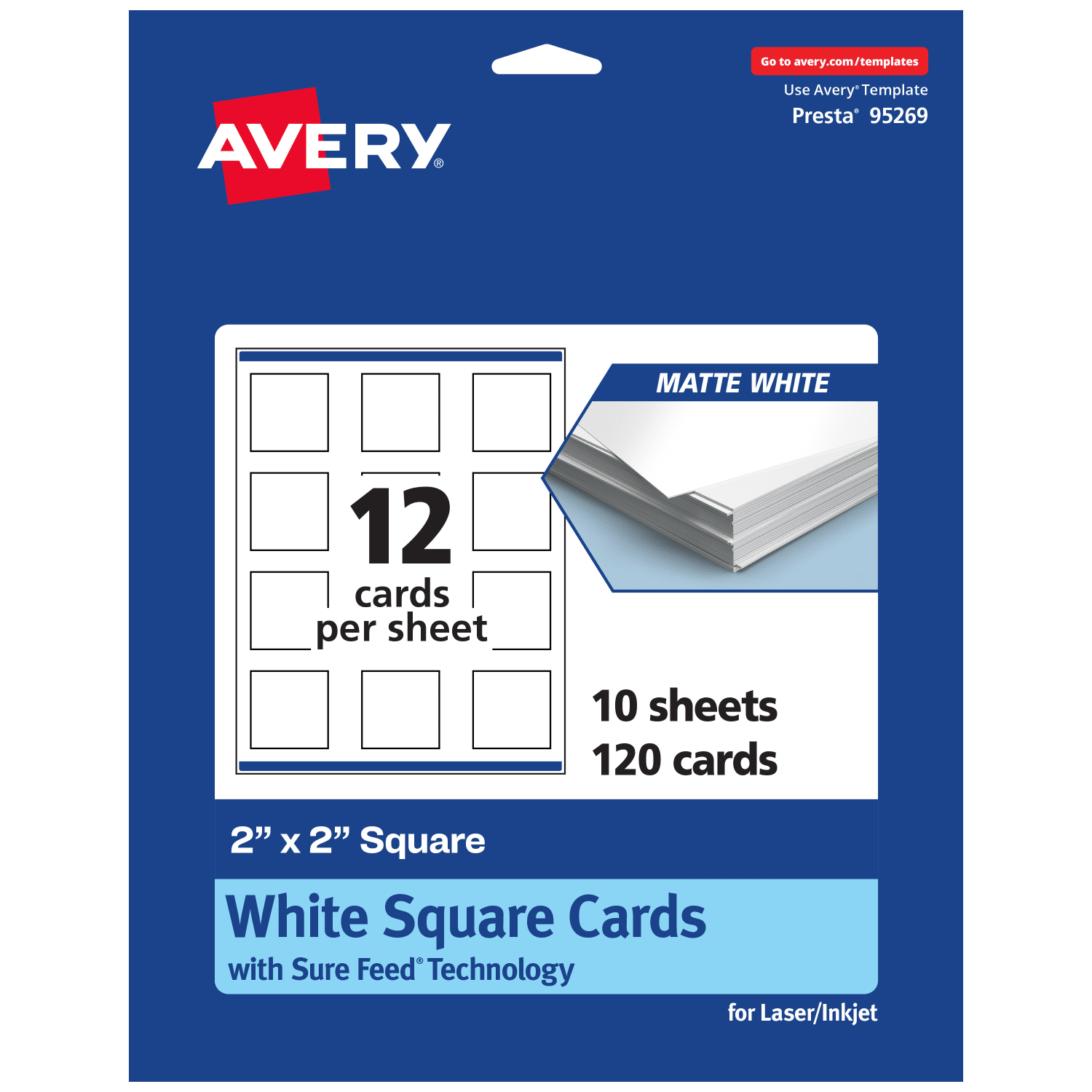 Avery Printable Business Cards With Sure Feed Technology, 95269-MWC10, Square, 2in x 2in, Matte White, Pack Of 120 - Image 3