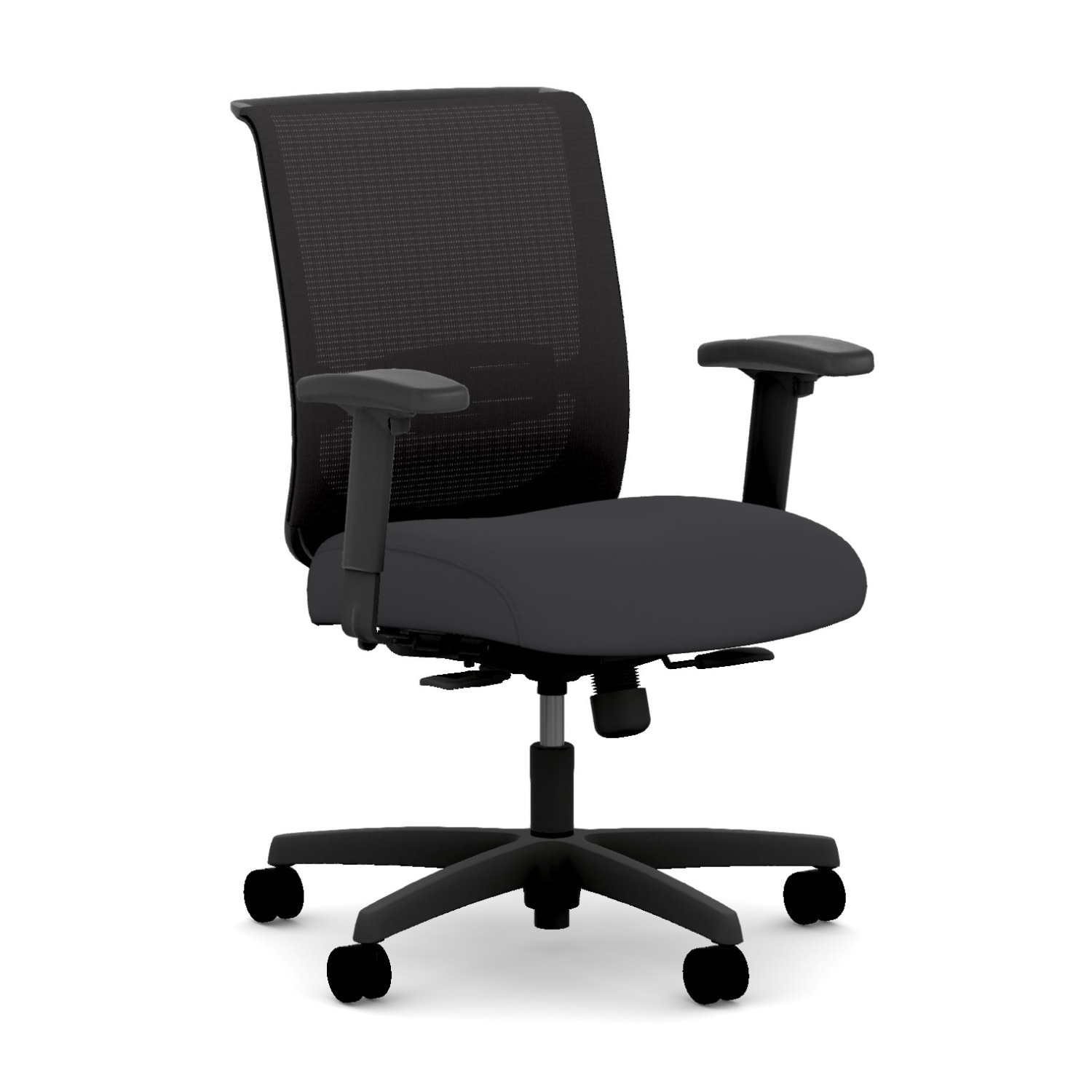 HON Convergence Ergonomic Fabric Mid Back Task Chair Black PopularChairscom
