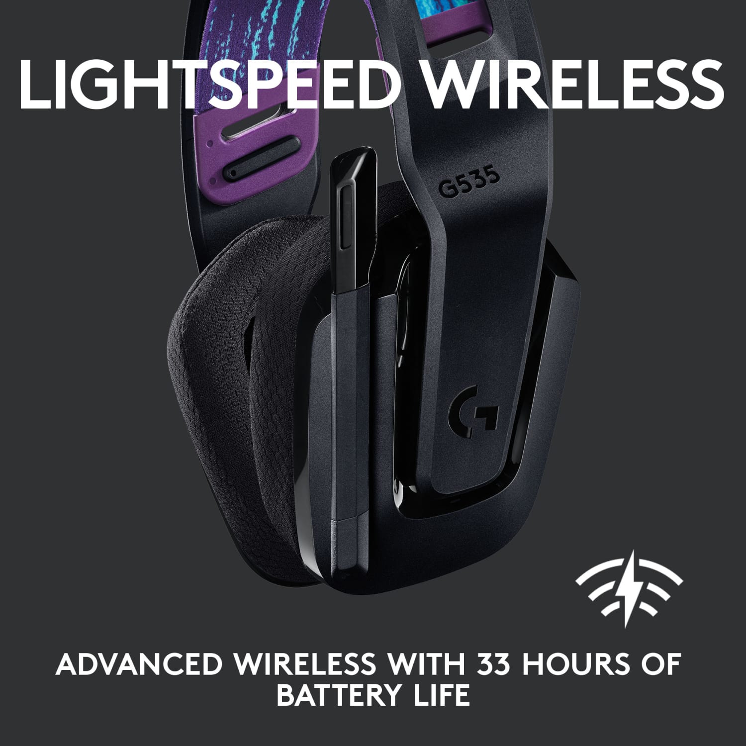 Logitech G535 Lightspeed Wireless Gaming Headset - Lightweight On-Ear Headphones, Compatible with PC, PS4, PS5, USB Rechargeable - Black - Image 3
