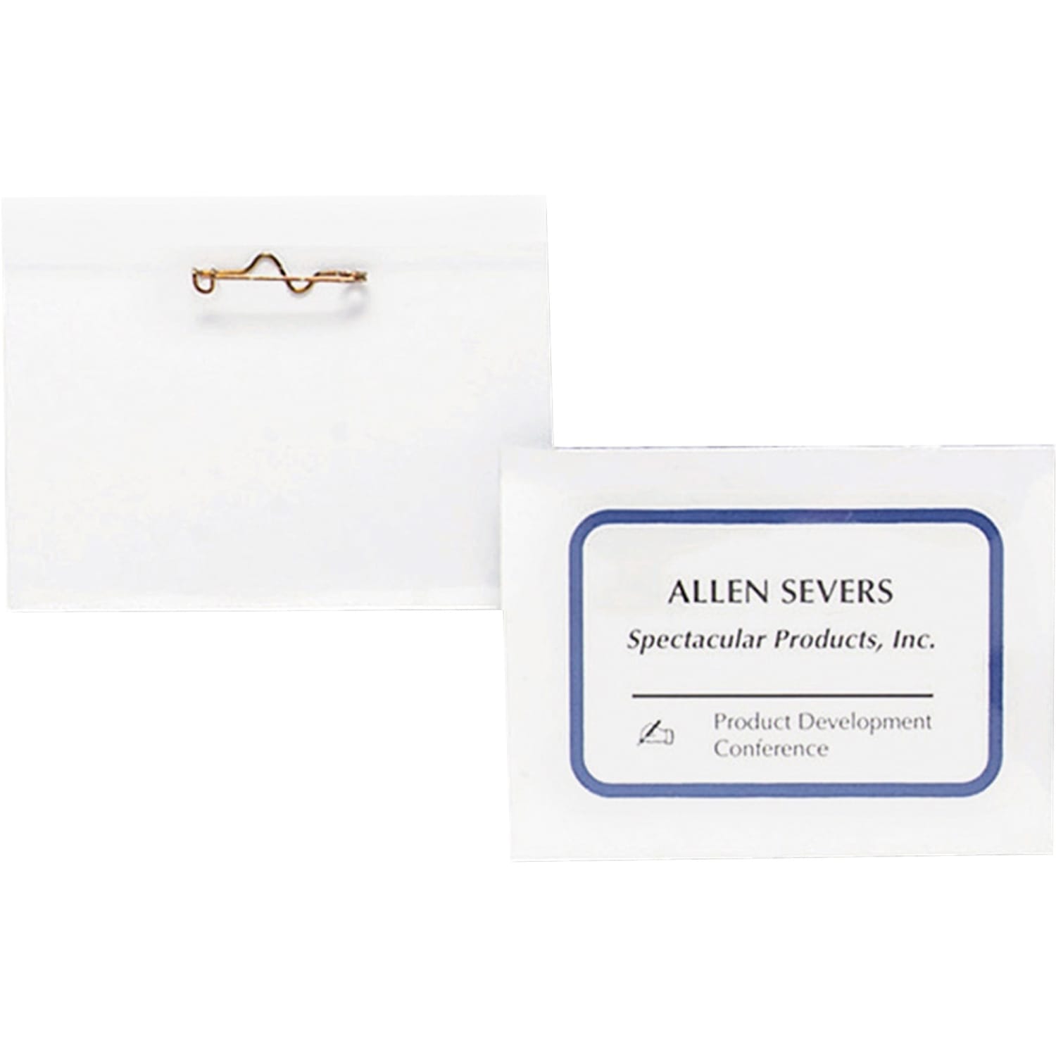 Business Source Pin Style Holder Name Badge Kit - Clear - 100 / Box - Image 6