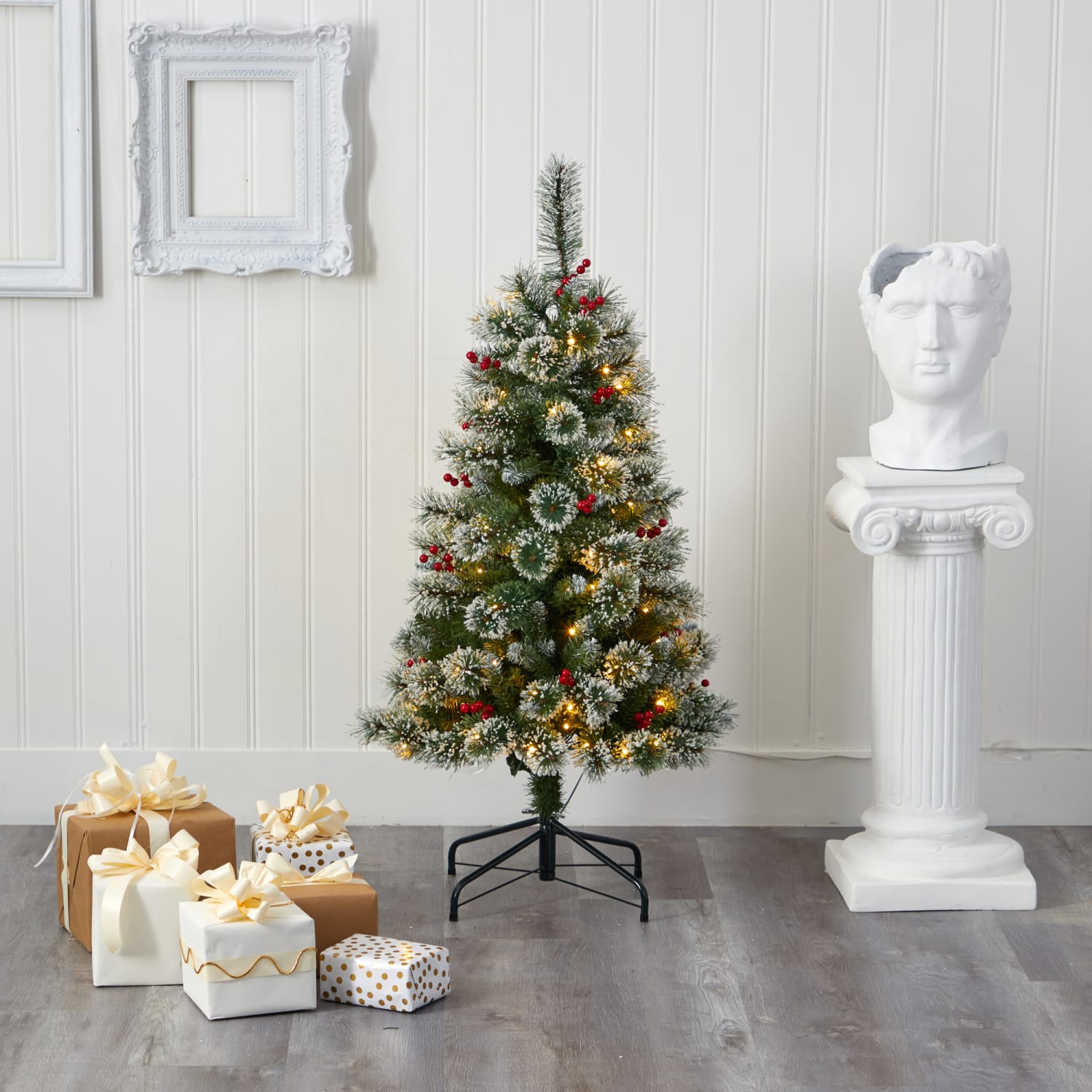 Nearly Natural Frosted Swiss Pine Artificial Christmas Tree, 4'H - Image 6