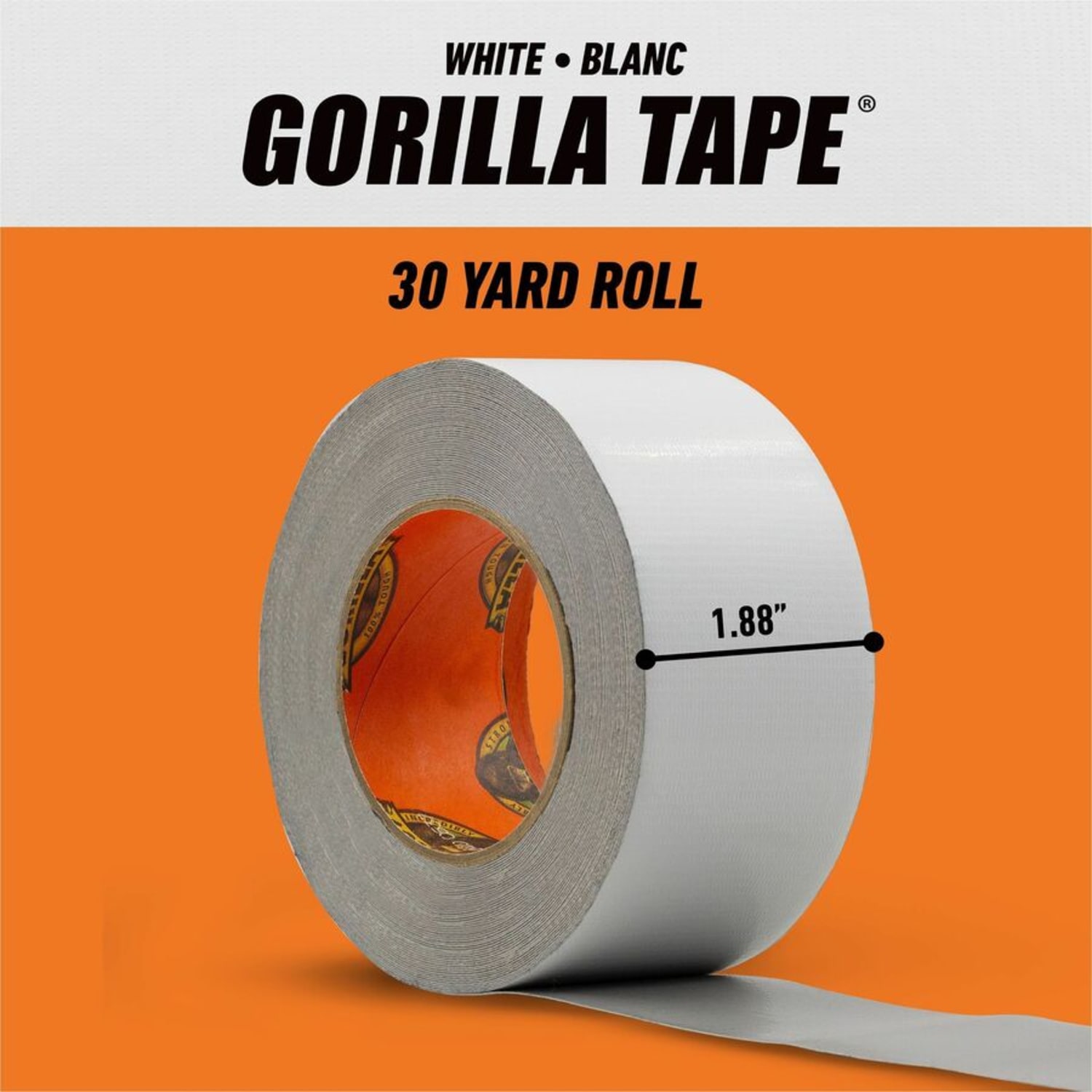 Gorilla Tape - 30 yd Length x 1.88in Width - White - 1 Each - Image 6