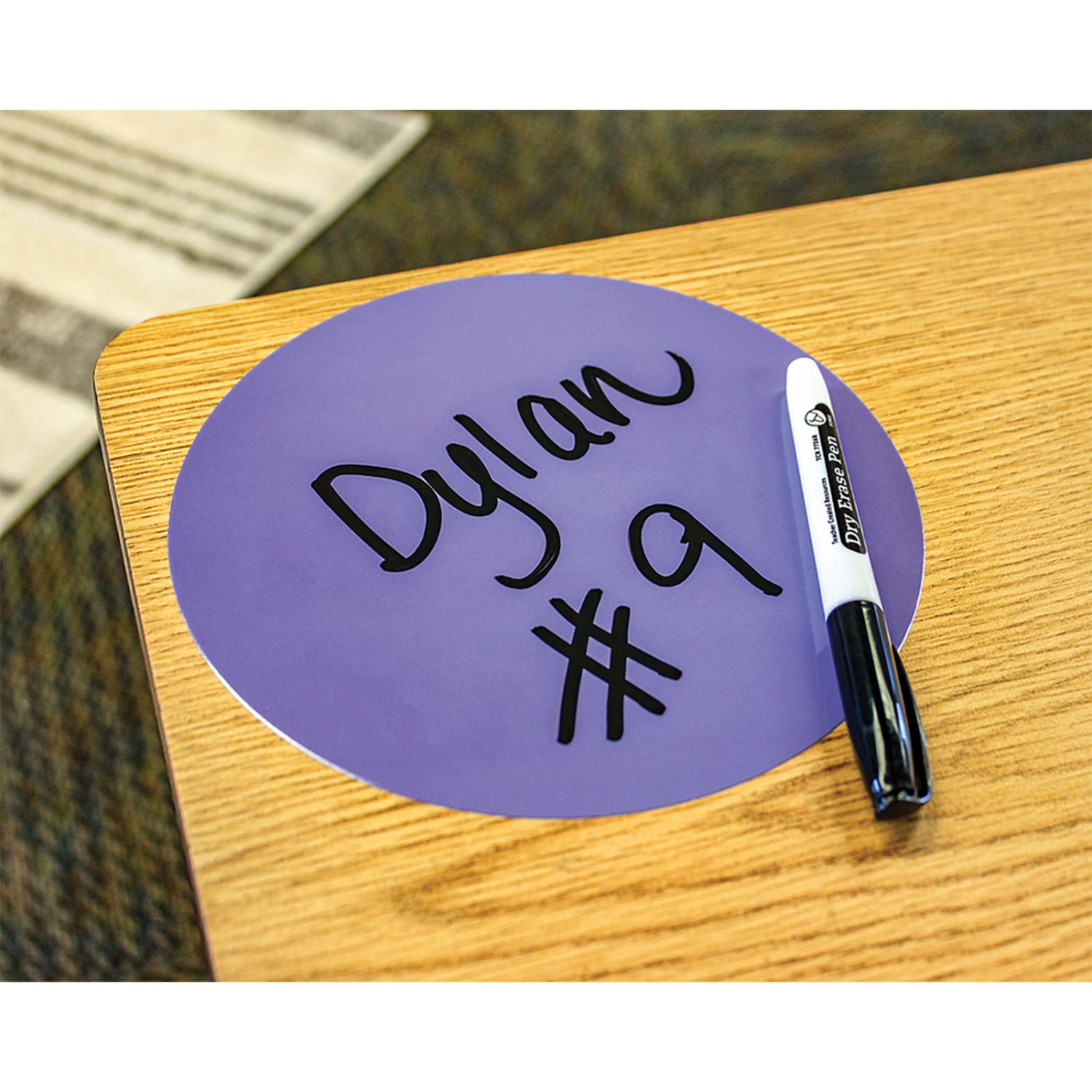 Teacher Created Resources Spot On Dry-Erase Desktop Writing Spots, Bright Circles, 7in, Assorted Colors, 6 Spots Per Pack, Set Of 2 Packs - Image 4