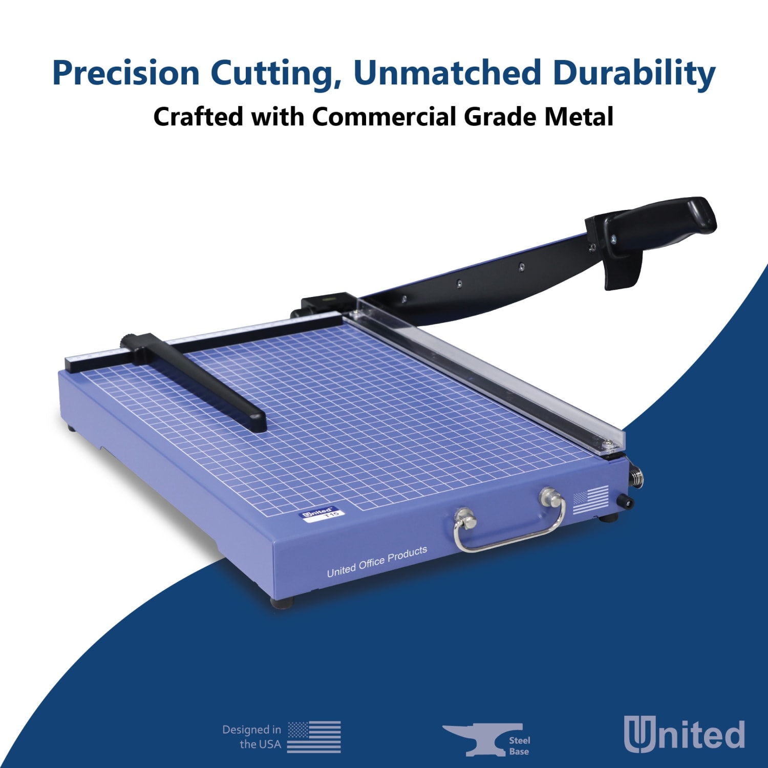United Commercial Guillotine Paper Trimmer, 15in, Blue - Image 3
