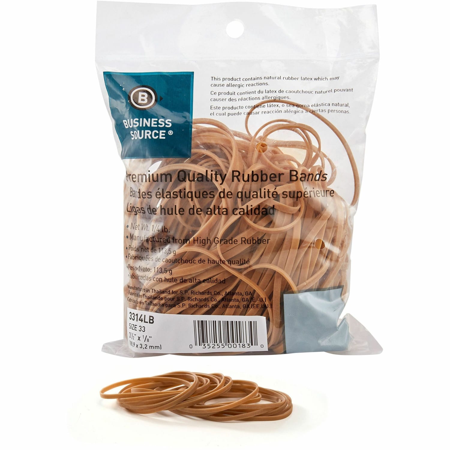 Sparco Premium Quality Rubber Bands - Size: #33 - 3.50in Length x 0.12in Width - 30 mil Thickness - Sustainable - 212 / Box - Natural - Image 3