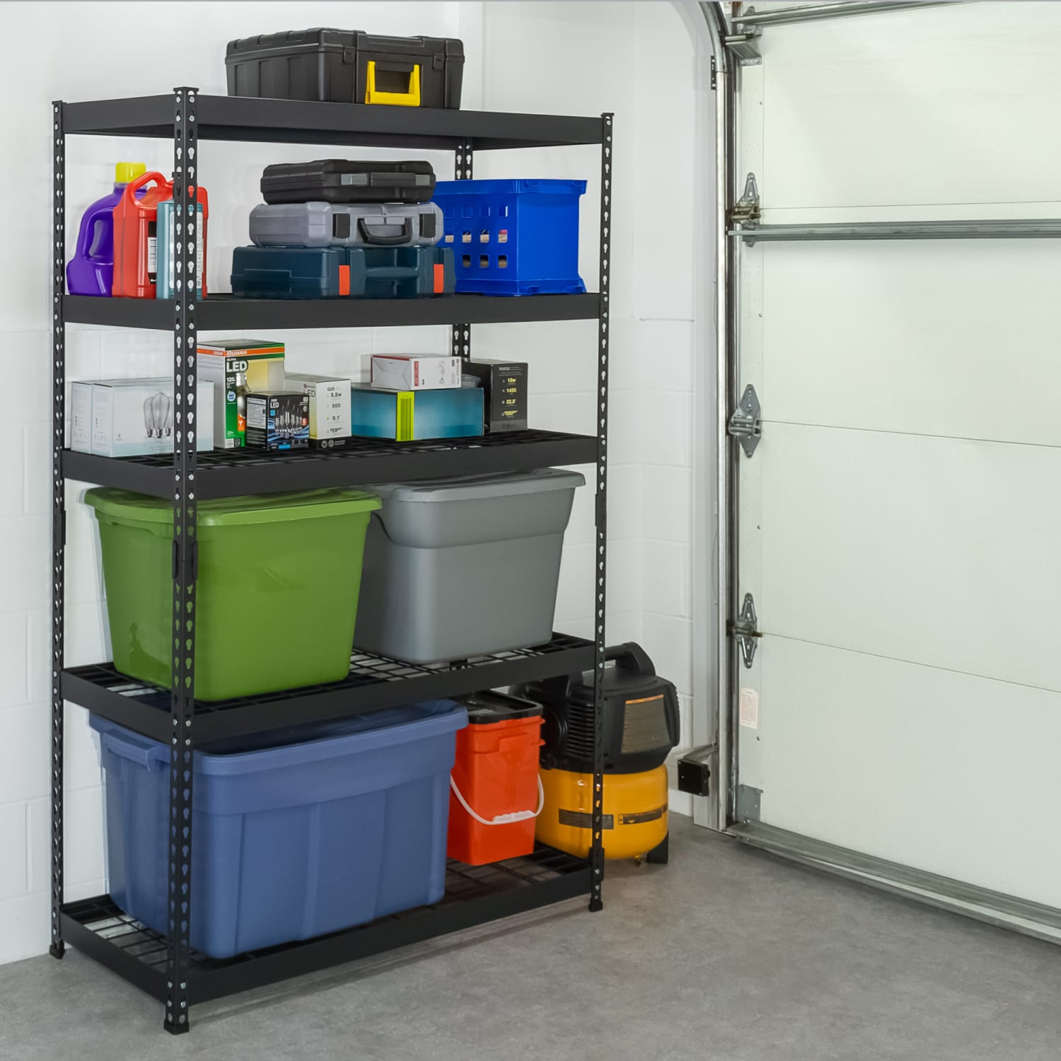 Edsal Muscle Rack Heavy Duty Boltless Steel Shelving Unit With Wire Decking, 5-Shelf, 72inH x 48inW x 24inD, Black - Image 6