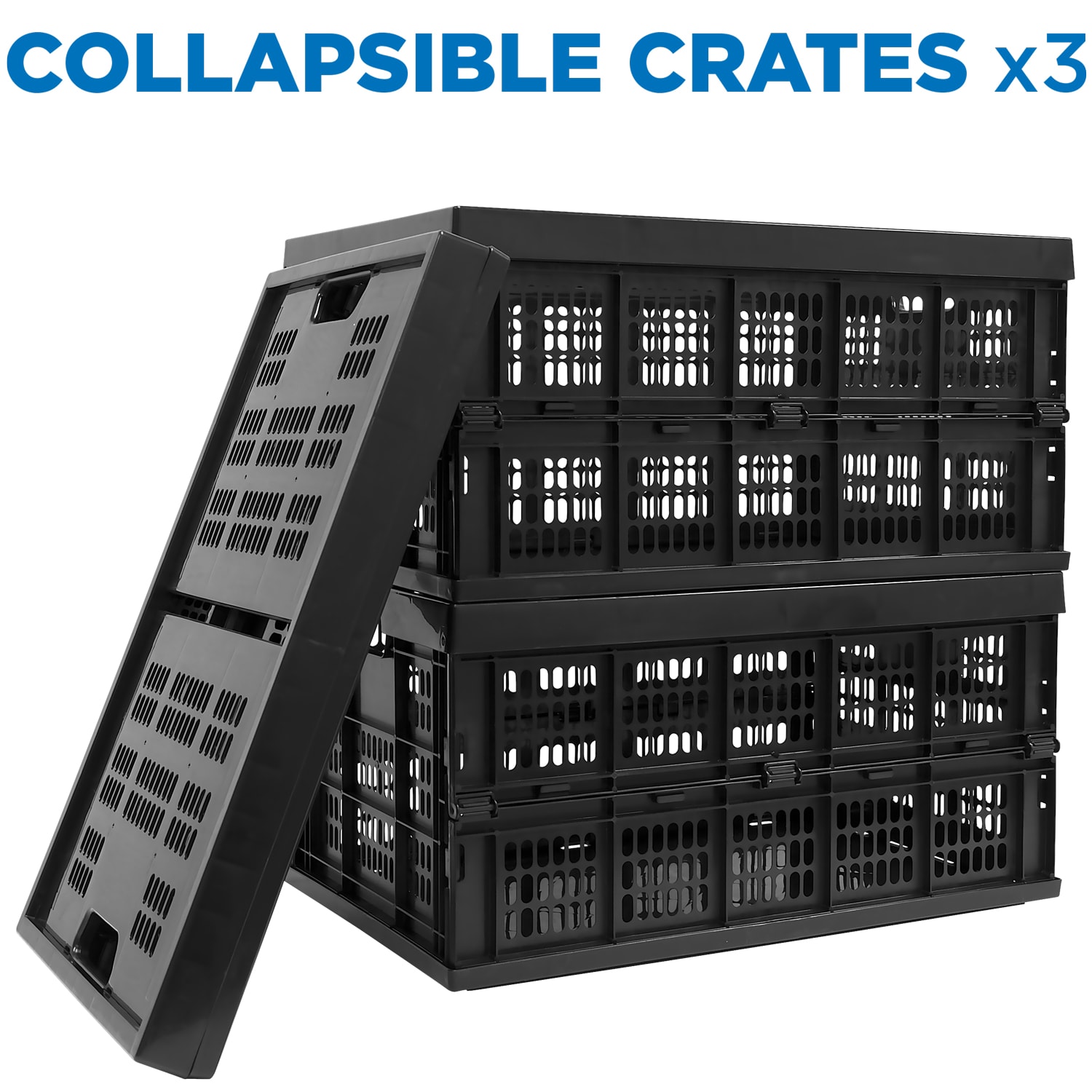 Mount-It! Work-It! Collapsible Milk Crates, Extra Large Size, Set Of 3 - Image 3