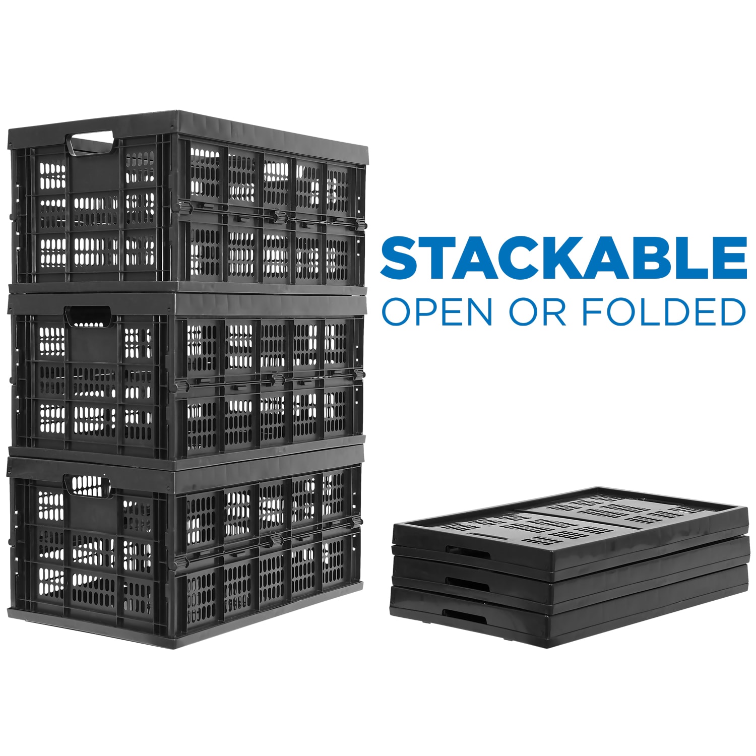 Mount-It! Work-It! Collapsible Milk Crates, Extra Large Size, Set Of 3 - Image 4