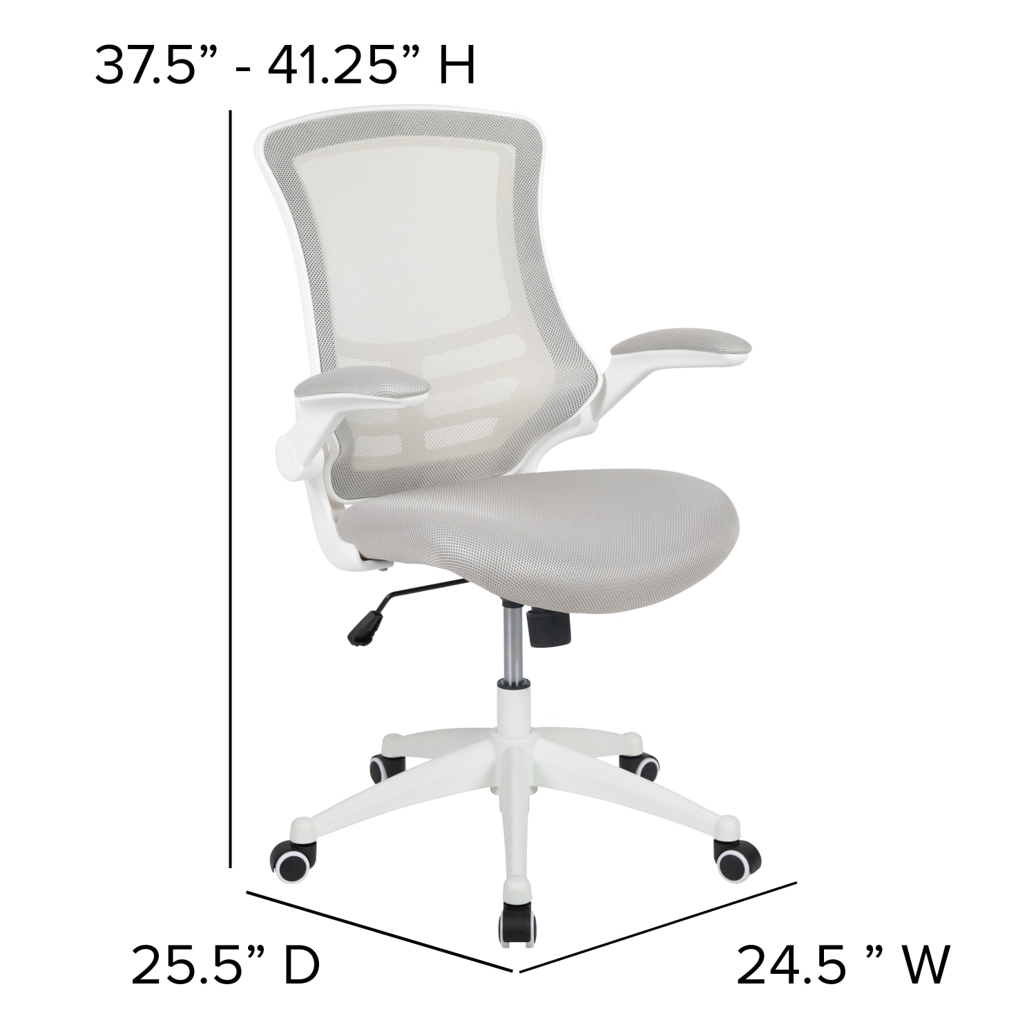Flash Furniture Mesh MidBack Swivel Task Chair With FlipUp Arms Light GrayWhite PopularChairscom Flash Furniture Mesh Mid Back Swivel Task Chair With Flip Up Arms Light GrayWhite PopularChairscom
