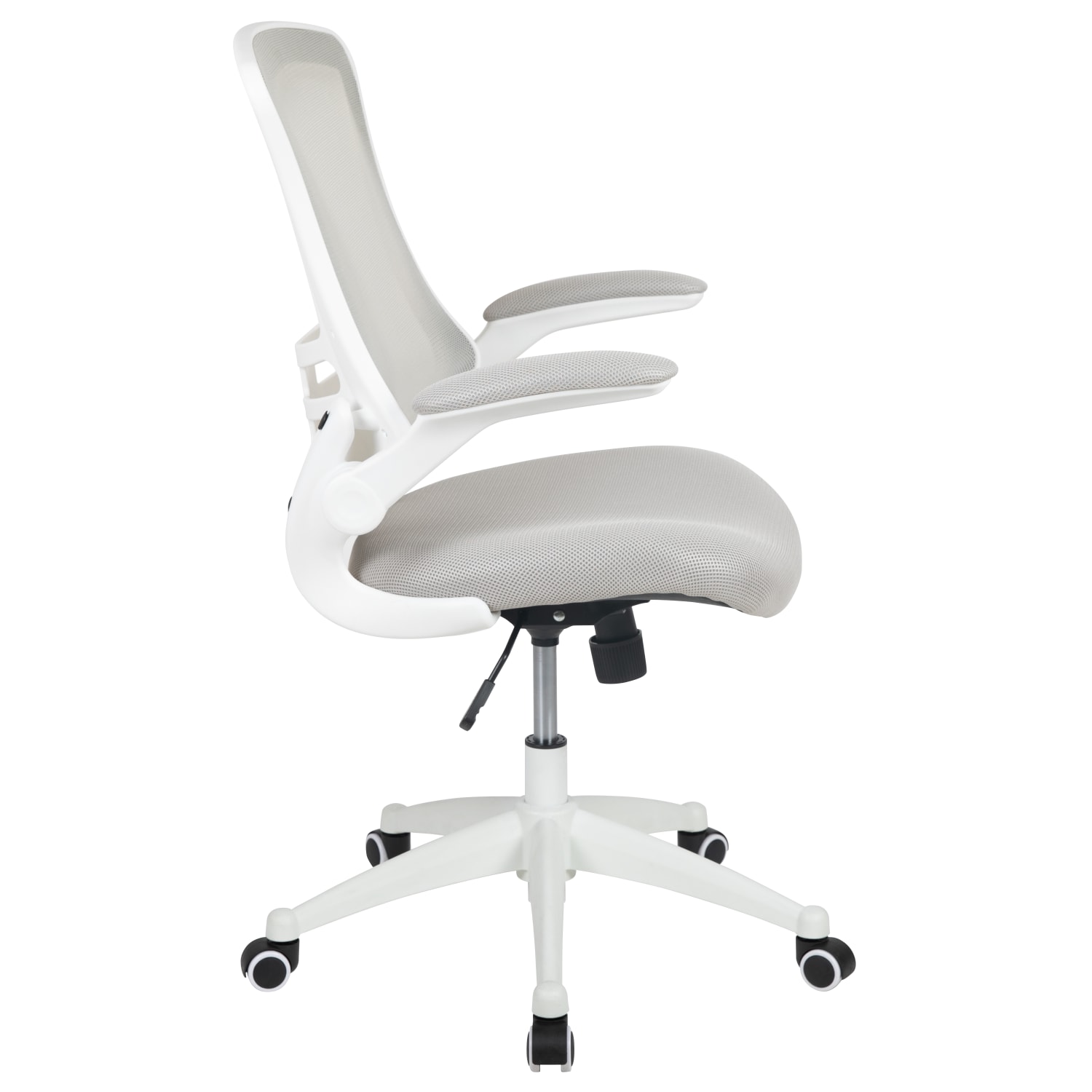 Flash Furniture Mesh MidBack Swivel Task Chair With FlipUp Arms Light GrayWhite PopularChairscom Flash Furniture Mesh Mid Back Swivel Task Chair With Flip Up Arms Light GrayWhite PopularChairscom