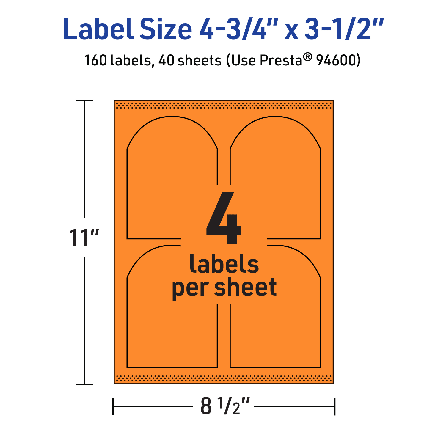 Avery Print-To-The-Edge Labels With Sure Feed Technology, 94600-BOP40, Arched, 4-3/4in x 3-1/2in, Matte Bright Orange, Pack of 160 - Image 6