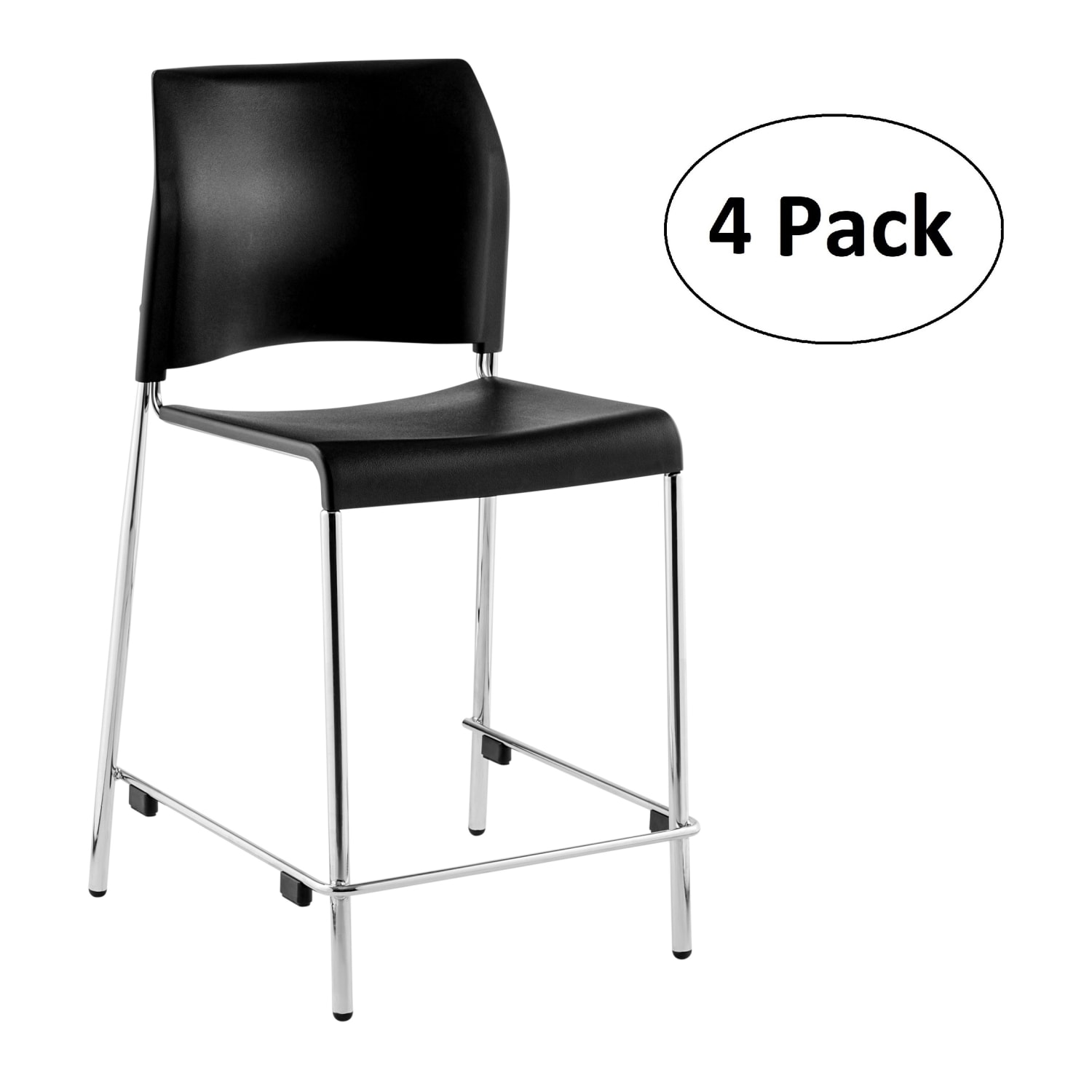 National Public Seating 8800 Series Cafetorium Counter Height Stack Stools, Black/Chrome, Set Of 4 Stools - Image 3