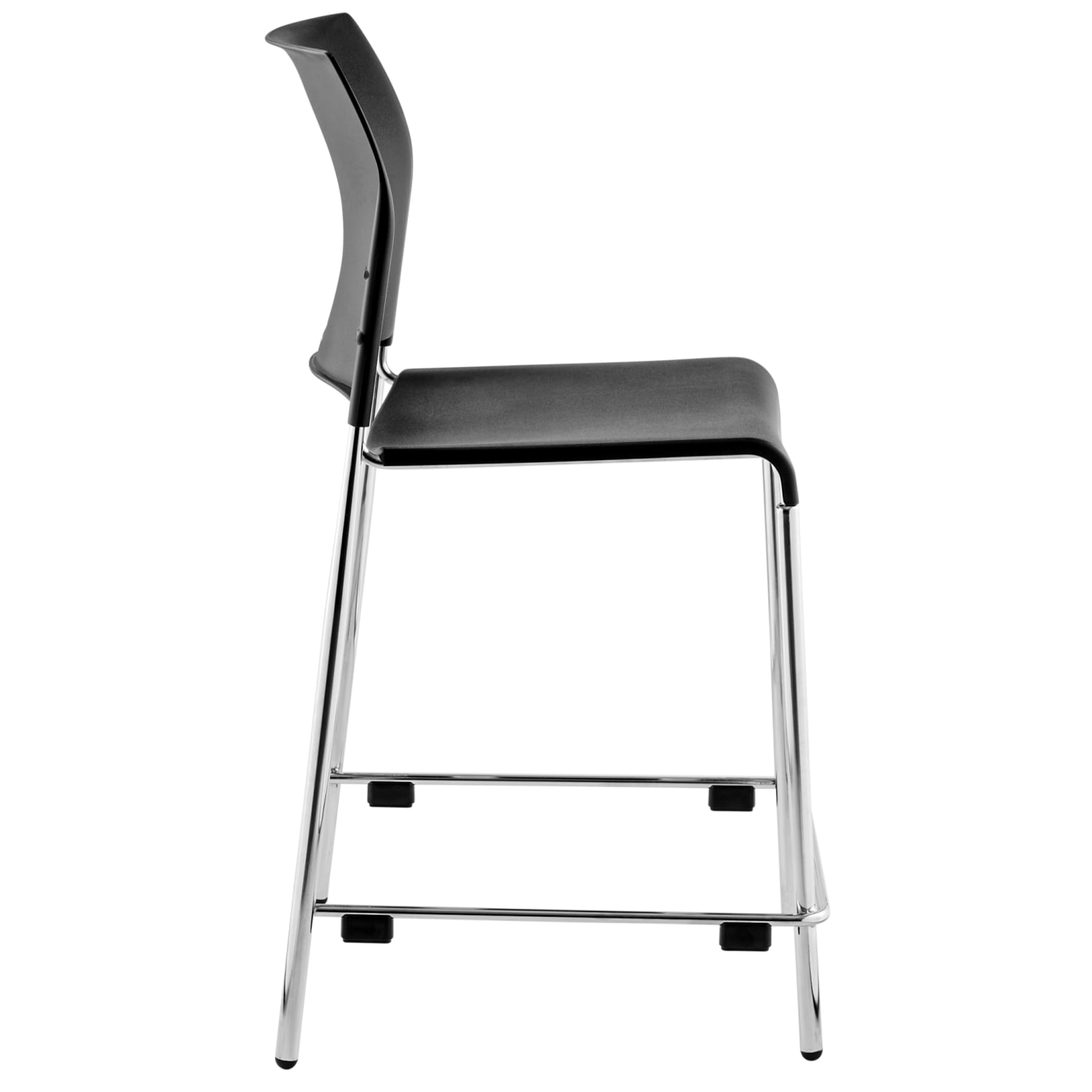 National Public Seating 8800 Series Cafetorium Counter Height Stack Stools, Black/Chrome, Set Of 4 Stools - Image 5
