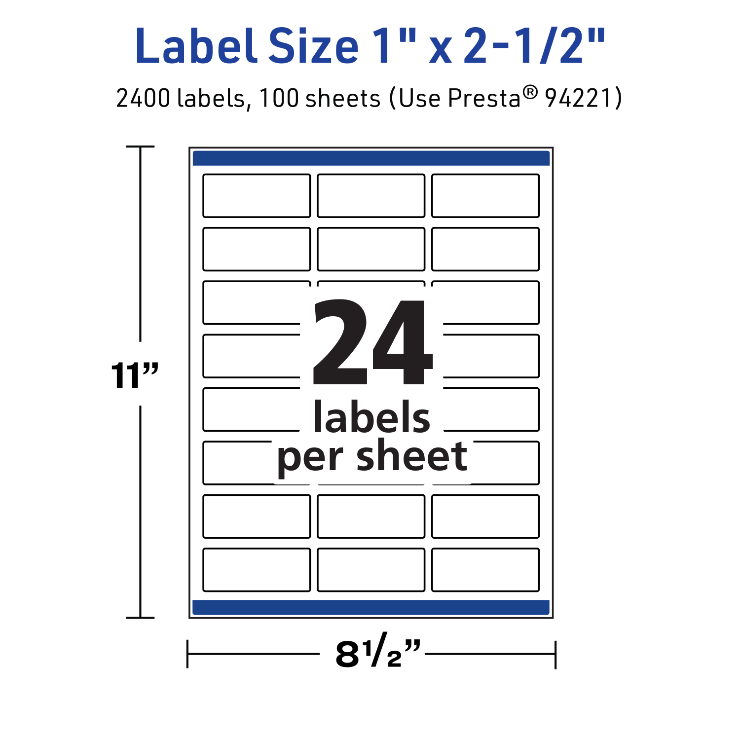Avery TrueBlock Labels With Sure Feed, 94221-TWMP100, Rectangle, 1in x 2-1/2in, Matte White, Pack Of 2400 - Image 6