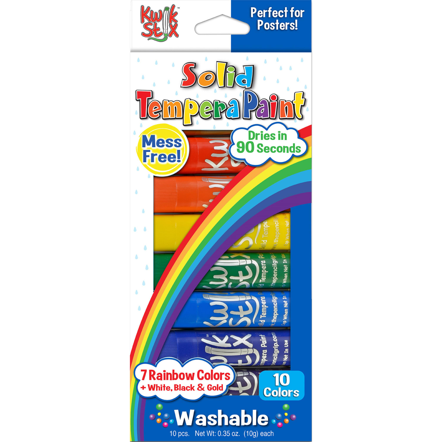 The Pencil Grip Kwik Stix Tempera Paint Sticks, Rainbow Colors, 10 Sticks Per Pack, Set Of 2 Packs - Image 4