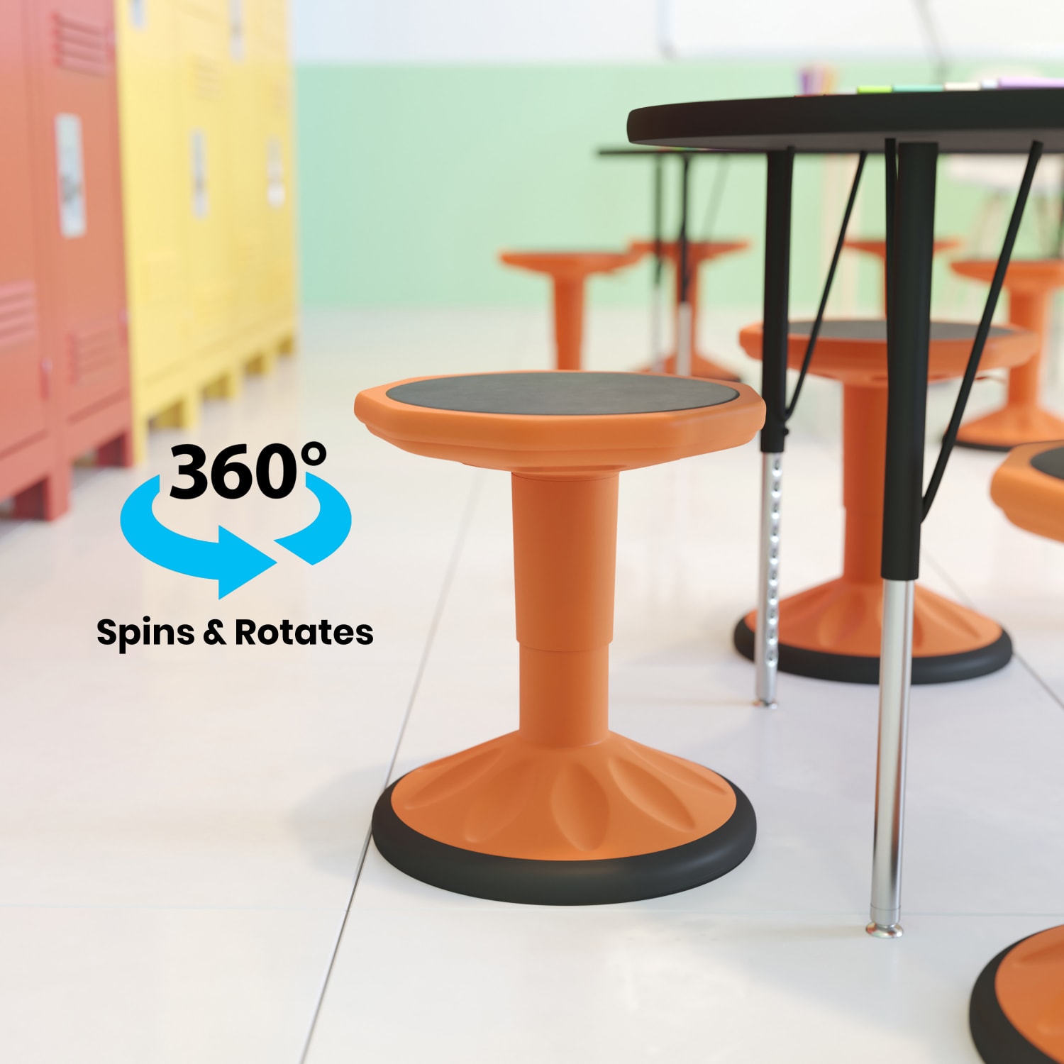 Flash Furniture Carter Adjustable Height Kids Flexible Active Stool Orange PopularChairscom