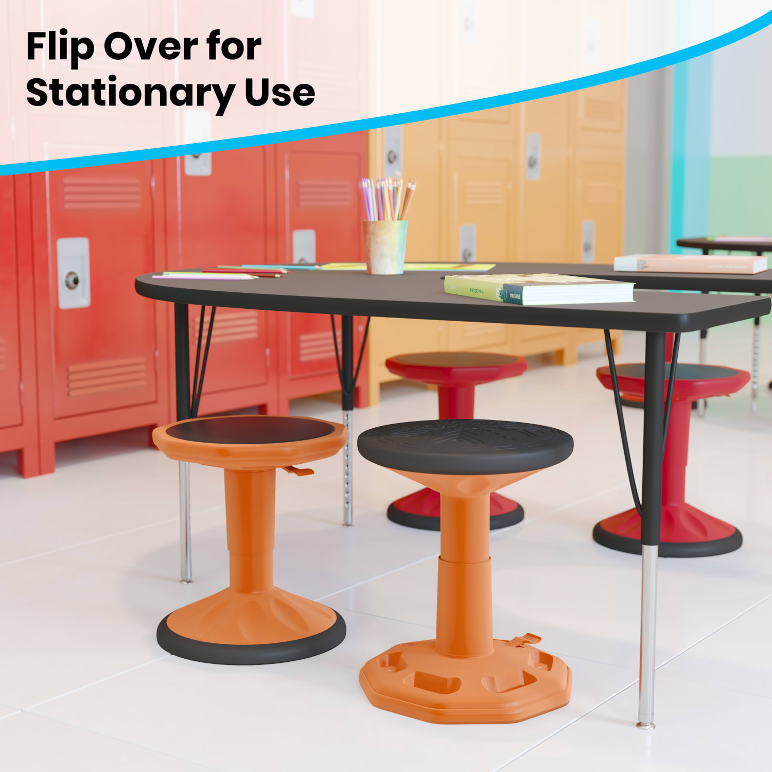 Flash Furniture Carter Adjustable Height Kids Flexible Active Stool Orange PopularChairscom