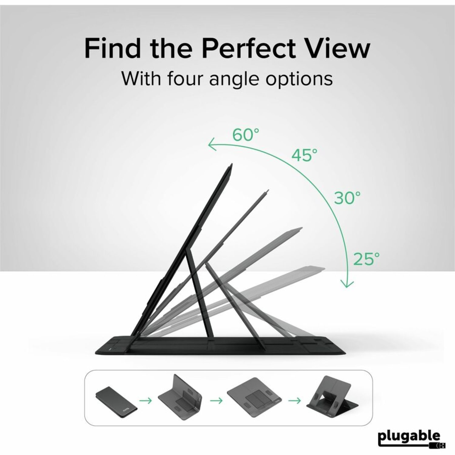 Plugable Drawing Tablet Stand Folio, Portable Foldable Laptop Stand with 4 Adjustable Angles - iPad Holder Stand for Laptop and Tablets Up to 16in , iPad Air, iPad Pro, MacBook Pro, Windows, TAA compliant (PT-STANDX) - Image 5