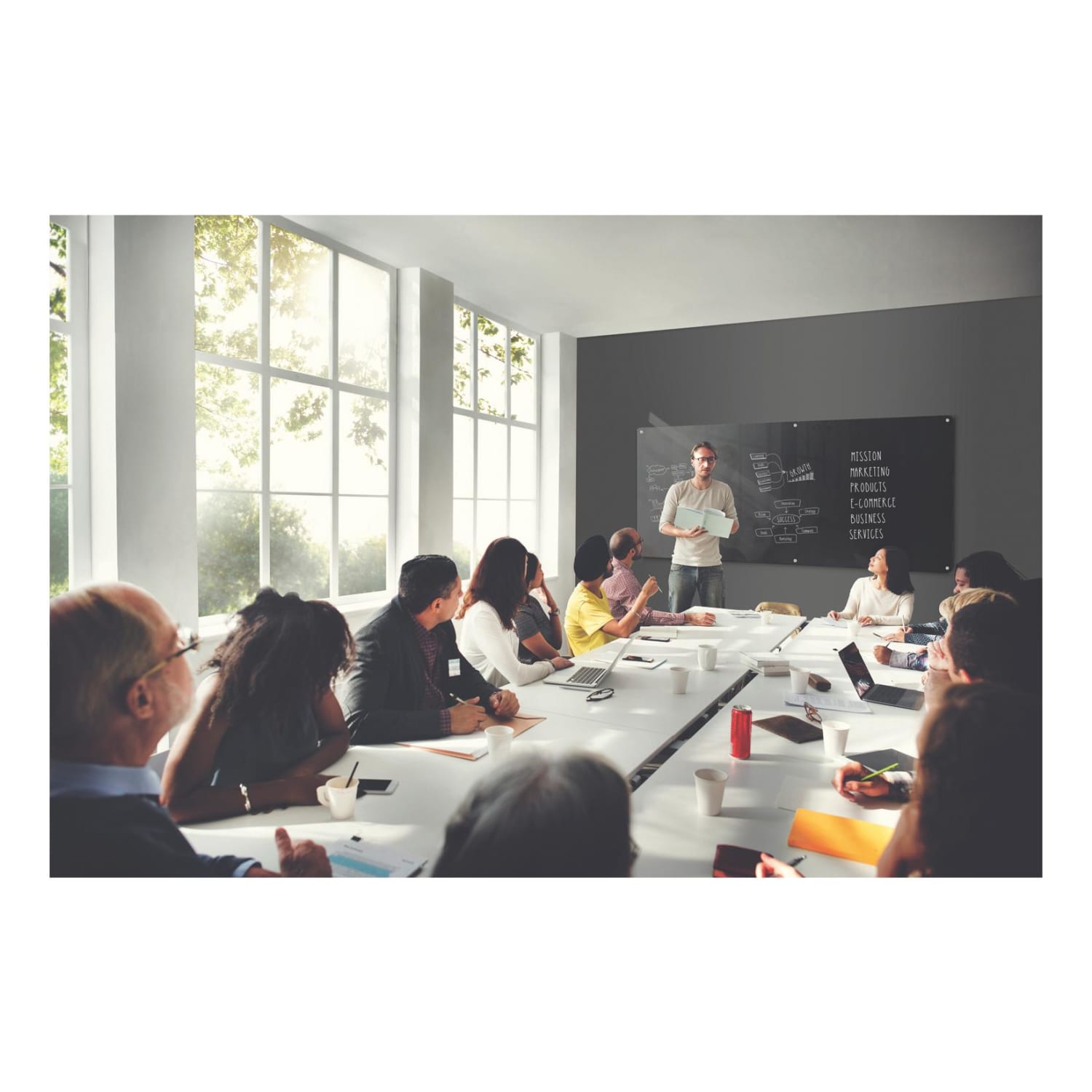 Ghent Harmony Magnetic Glass Unframed Dry-Erase Whiteboard, 24in x 36in, Black - Image 3