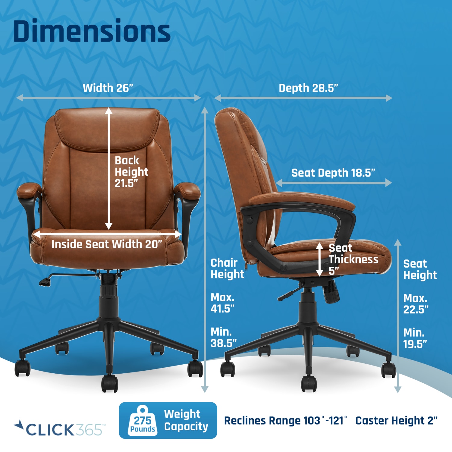 Click365 Transform 10 Ergonomic Bonded Leather MidBack Manager Office Chair Cognac PopularChairscom Click365 Transform 10 Ergonomic Bonded Leather Mid Back Manager Office Chair Cognac PopularChairscom