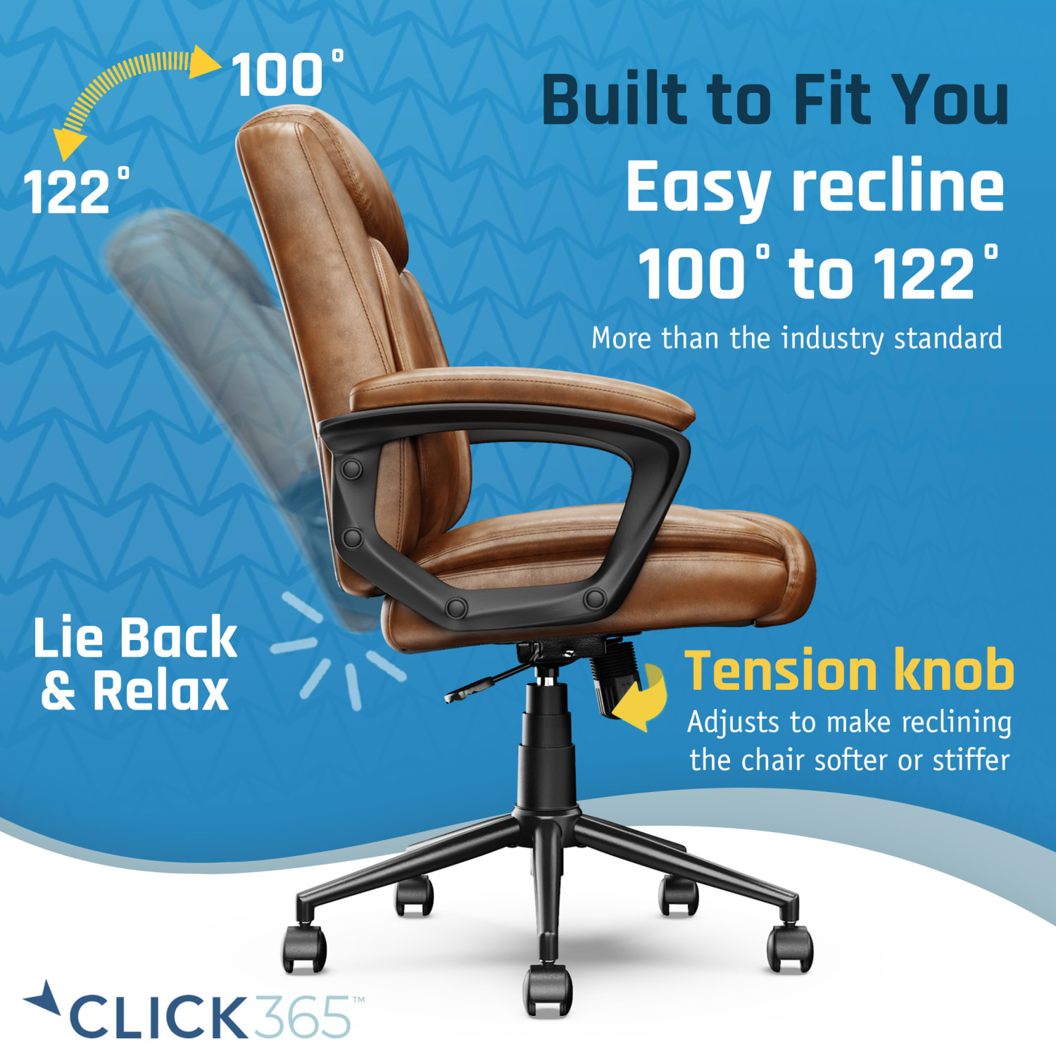 Click365 Transform 10 Ergonomic Bonded Leather MidBack Manager Office Chair Cognac PopularChairscom Click365 Transform 10 Ergonomic Bonded Leather Mid Back Manager Office Chair Cognac PopularChairscom