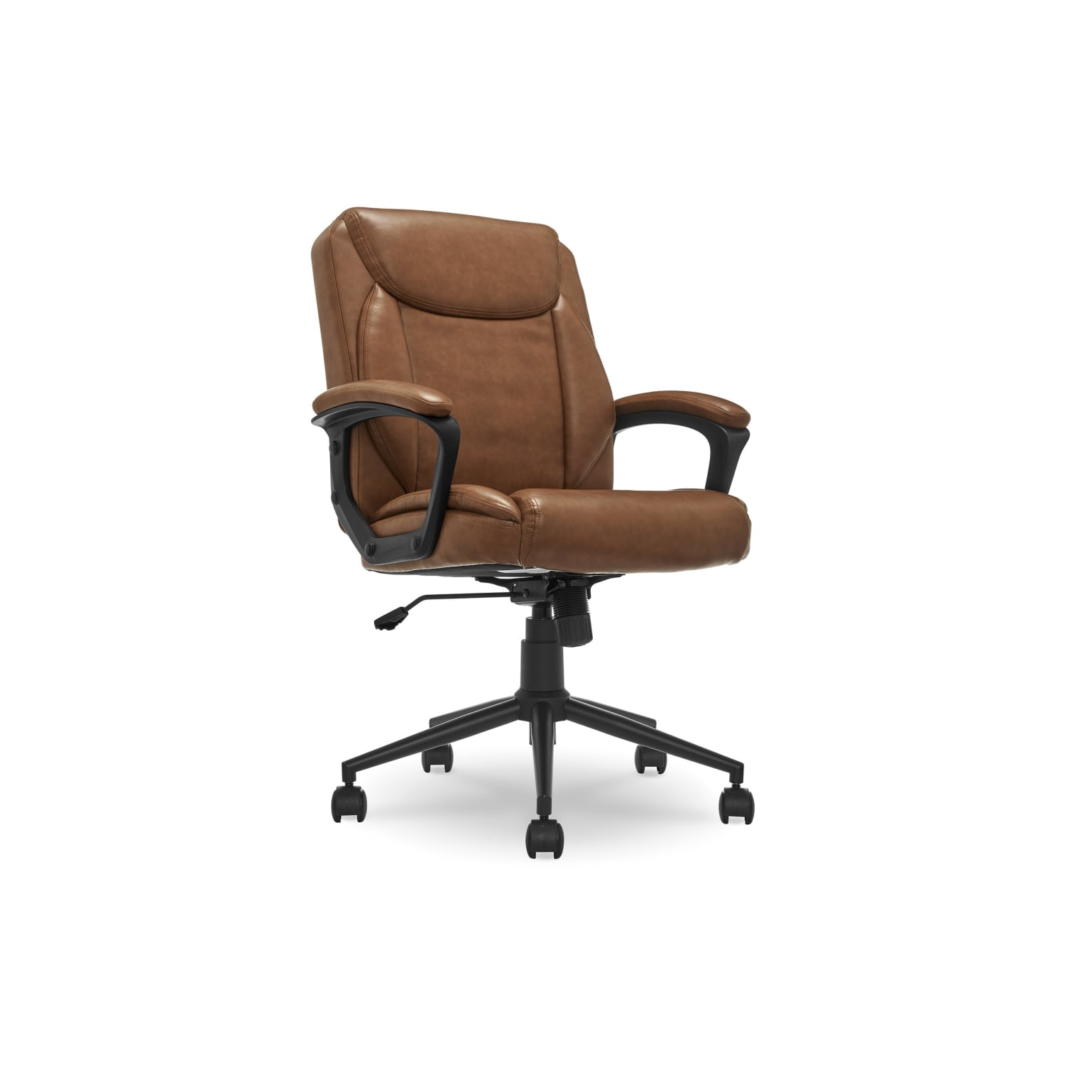 Click365 Transform 10 Ergonomic Bonded Leather MidBack Manager Office Chair Cognac PopularChairscom Click365 Transform 10 Ergonomic Bonded Leather Mid Back Manager Office Chair Cognac PopularChairscom