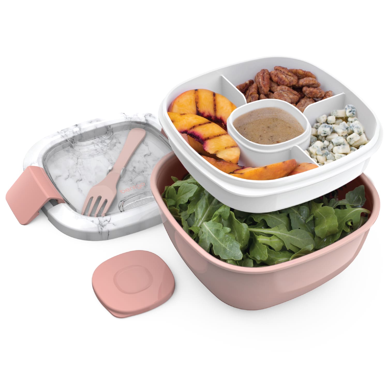Bentgo Salad Lunch Container, 4in x 7-1/4in, Blush Marble - Image 5