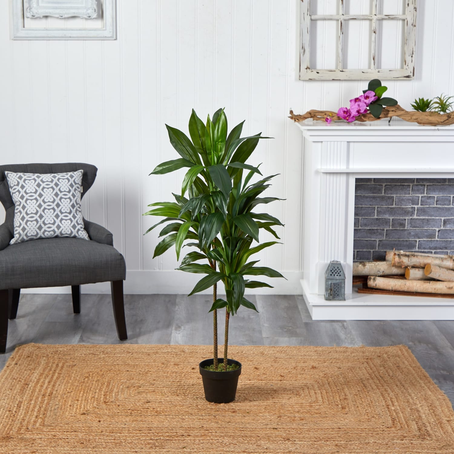 Nearly Natural 48in. "Real Touch" Artificial Dracaena Plant with Pot - Image 6