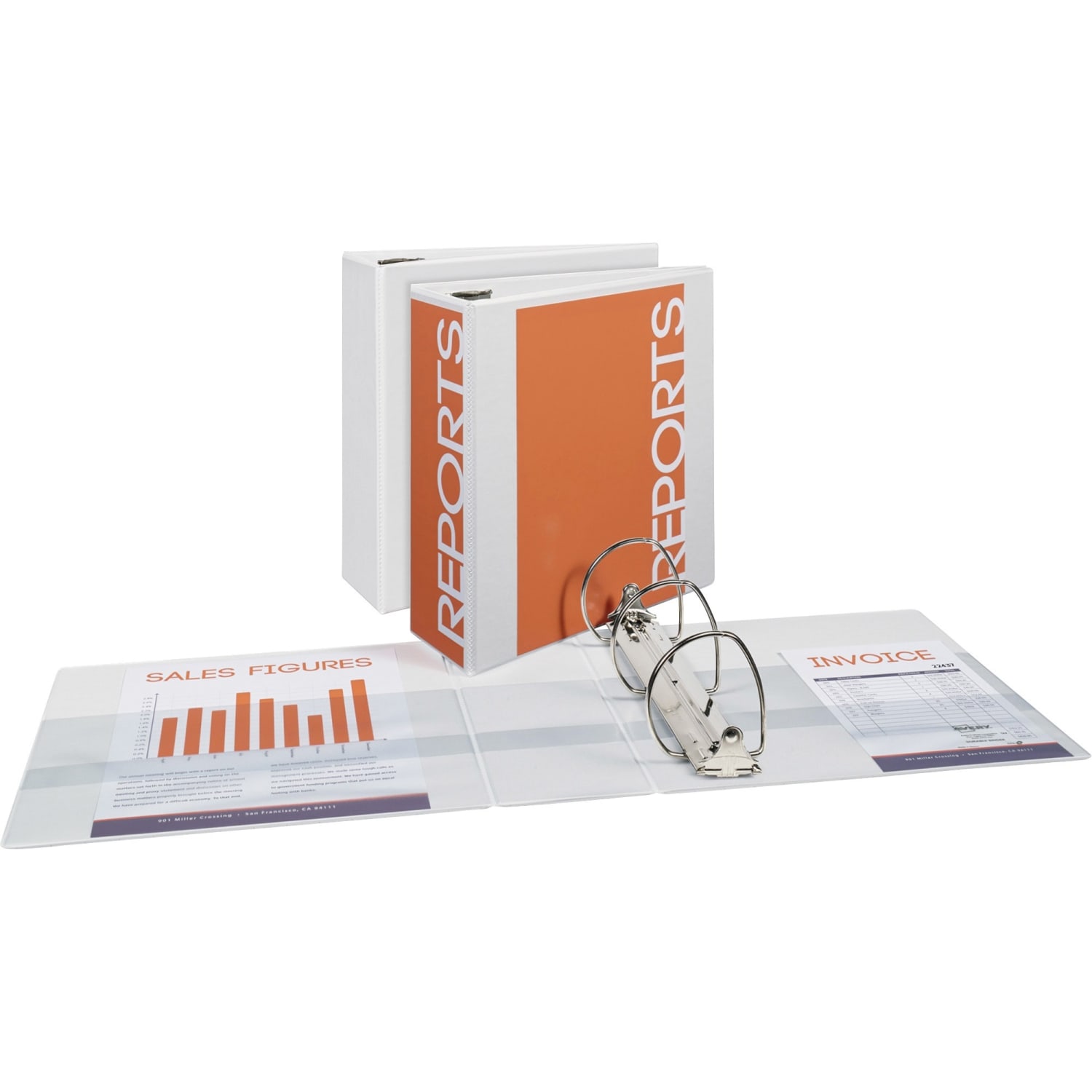 Avery Durable View Binders- 4in Ring, 8 1/2in x 11in, White, Pack Of 3