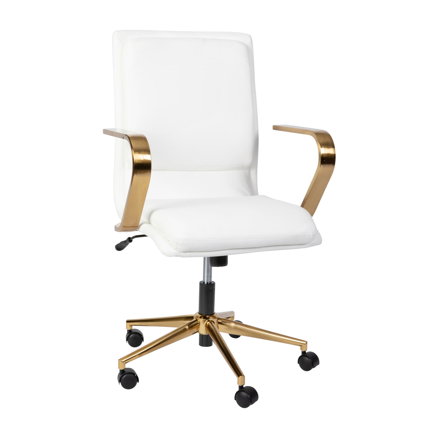 Flash Furniture James Faux Leather Mid Back Designer Executive Upholstered Office Chair WhiteGold PopularChairscom