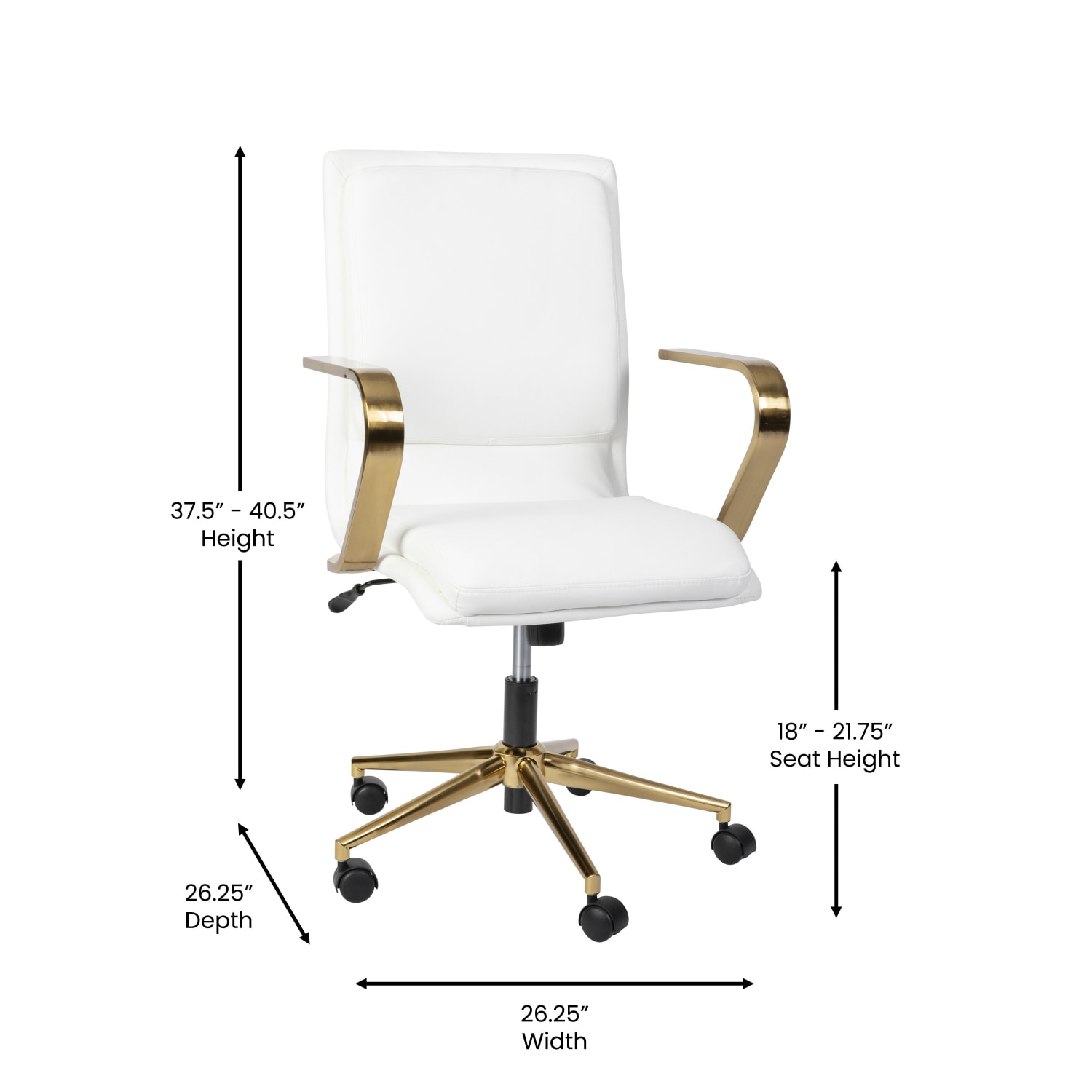 Flash Furniture James Faux Leather Mid Back Designer Executive Upholstered Office Chair WhiteGold PopularChairscom