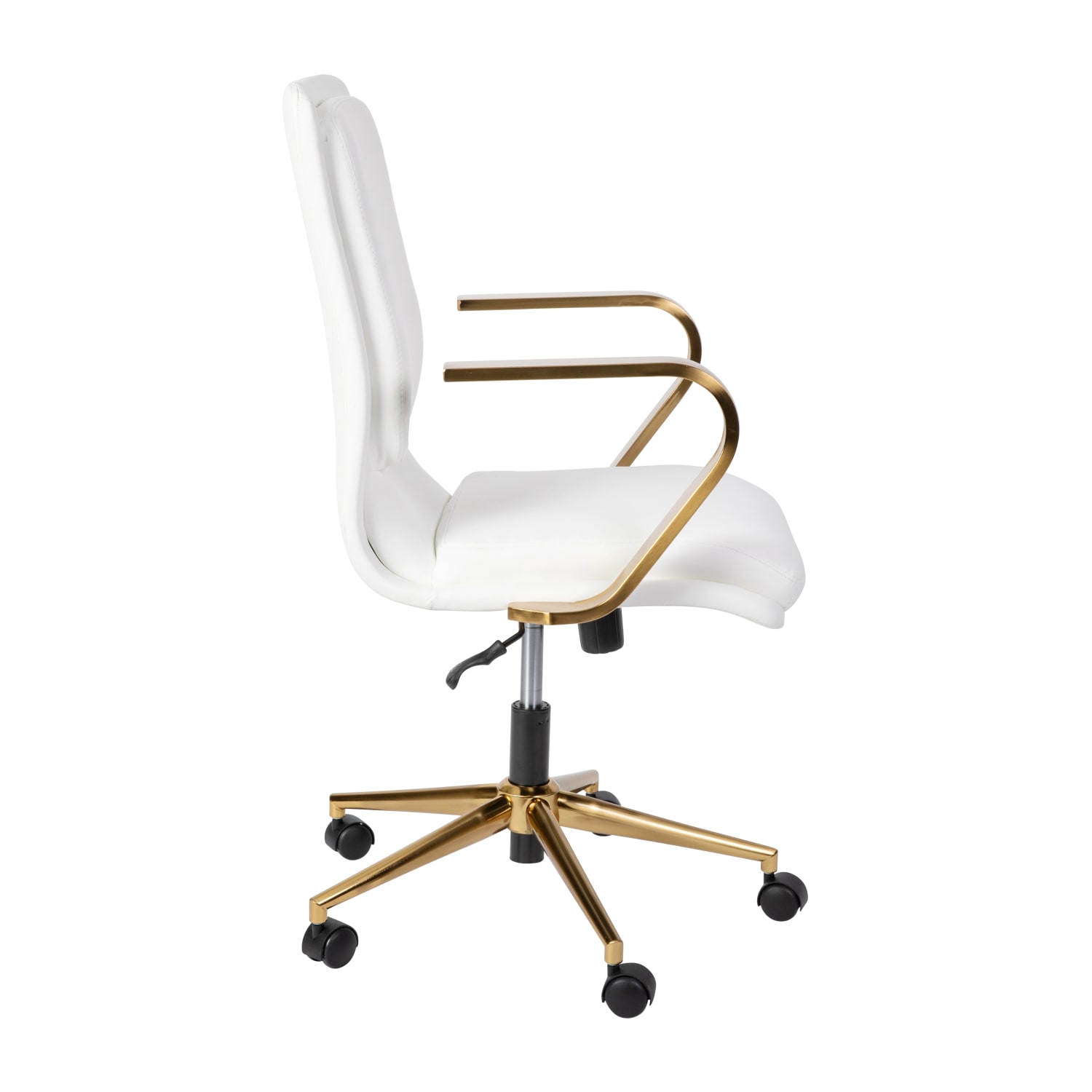 Flash Furniture James Faux Leather Mid Back Designer Executive Upholstered Office Chair WhiteGold PopularChairscom