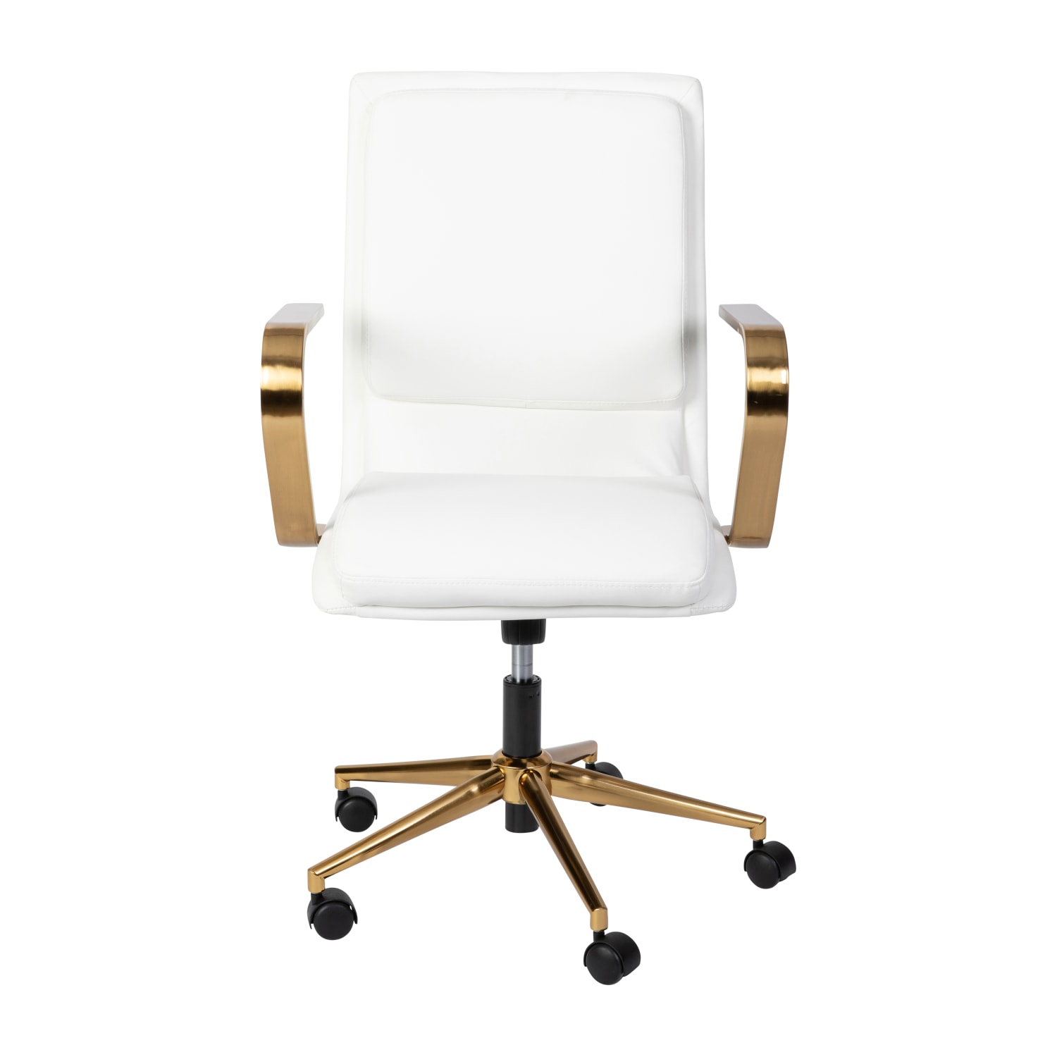 Flash Furniture James Faux Leather Mid Back Designer Executive Upholstered Office Chair WhiteGold PopularChairscom