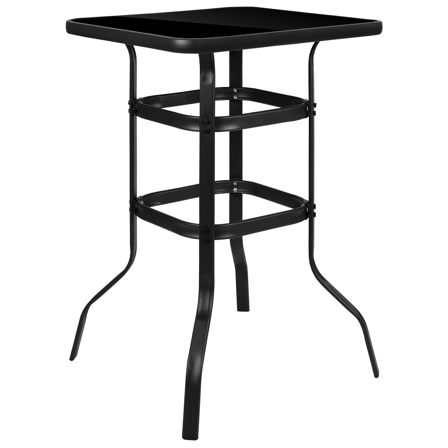 Flash Furniture Barker Square Tempered-Glass Metal Bar-Height Patio Outdoor Furniture Table, 39-1/2inH x 27-1/2inW x 27-1/2inD, Clear/Black - Image 3