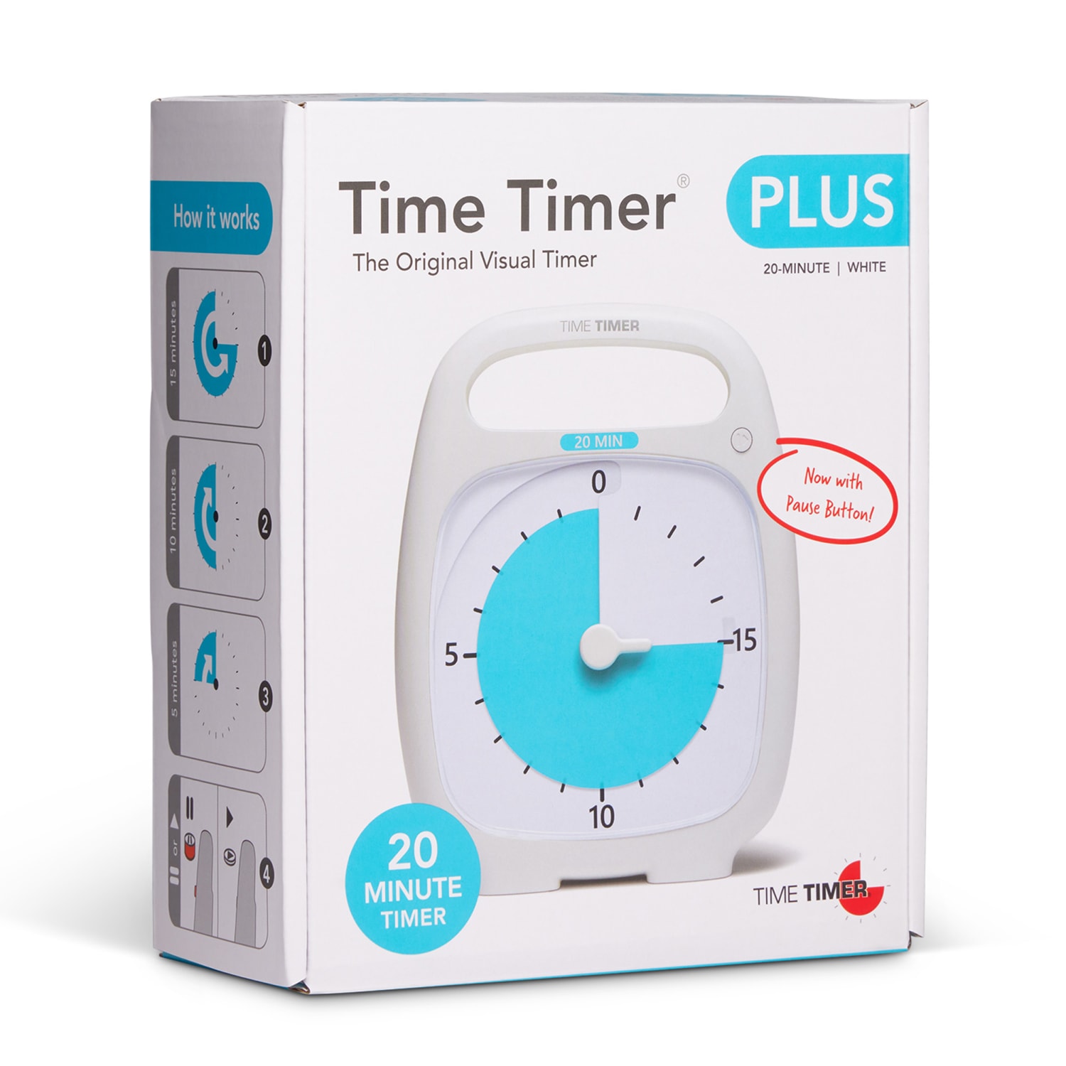 Time Timer PLUS Timer, 20 Minutes, White - Image 4
