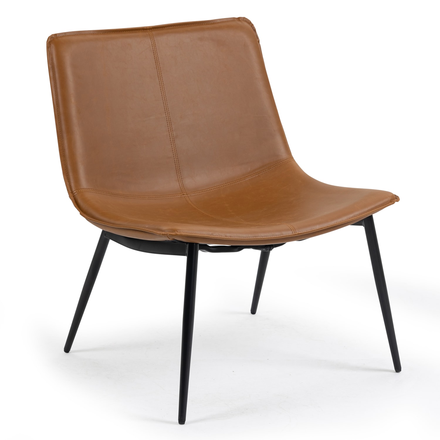 Glamour Home Barkley Faux Leather and Iron Accent Chair, Light Brown/Black - Image 5