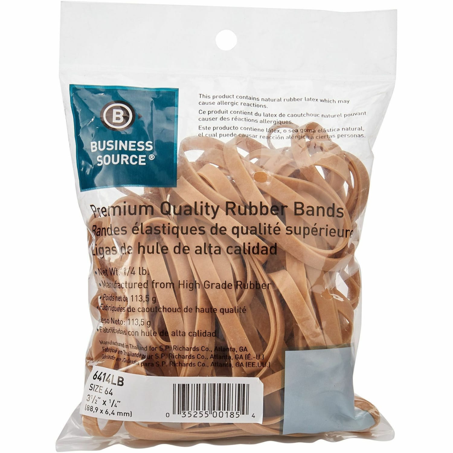 Sparco Premium Quality Rubber Bands - Size: #64 - 3.50in Length x 0.25in Width - 30 mil Thickness - Sustainable - 106 / Box - Natural - Image 3