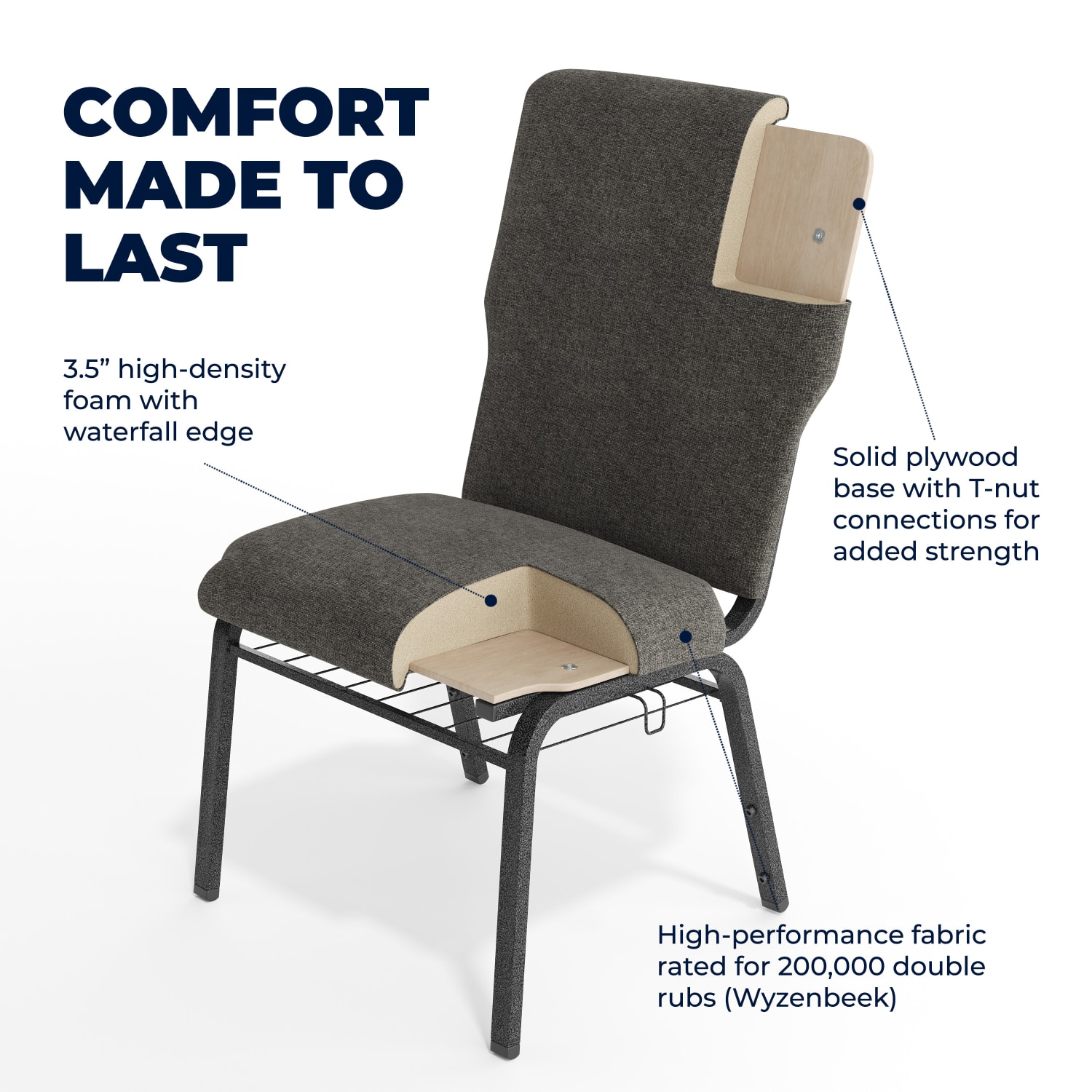Flash Furniture Advantage Discount Church Chair, Charcoal Gray/Silver Vein - Image 5