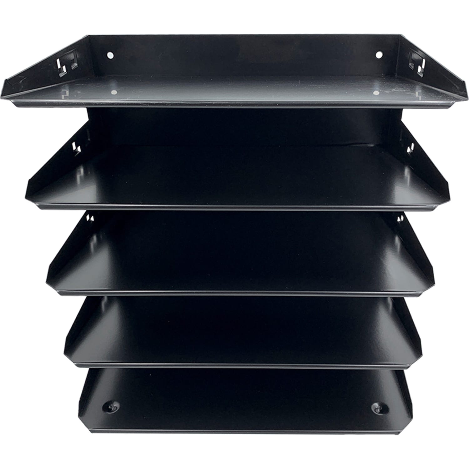 Huron Horizontal Slots Desk Organizer - 5 Compartment(s) - Horizontal - 12in Height x 8.75in Width x 12in Depth - Durable - Black - Steel - 1 Each - Image 3