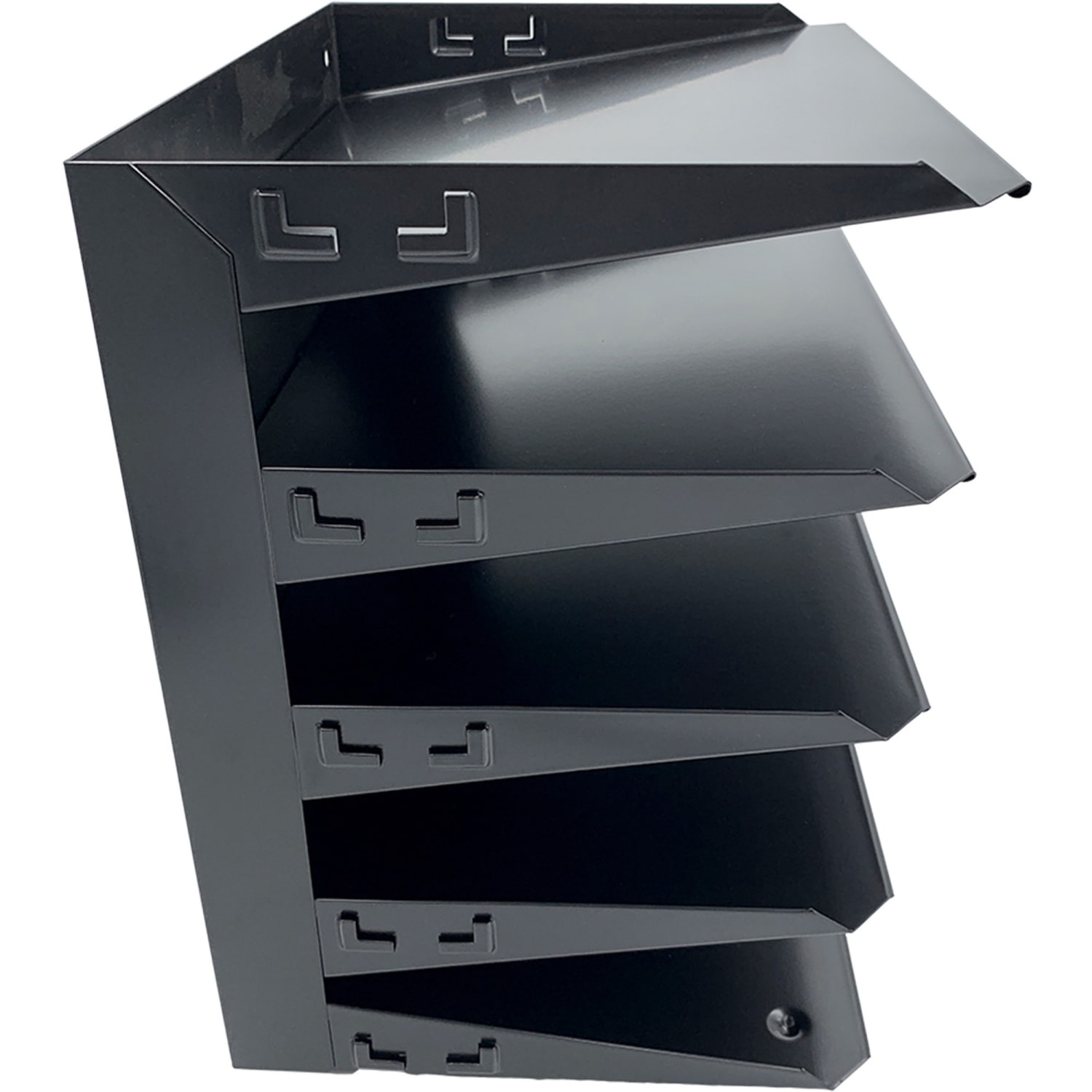 Huron Horizontal Slots Desk Organizer - 5 Compartment(s) - Horizontal - 12in Height x 8.75in Width x 12in Depth - Durable - Black - Steel - 1 Each - Image 4