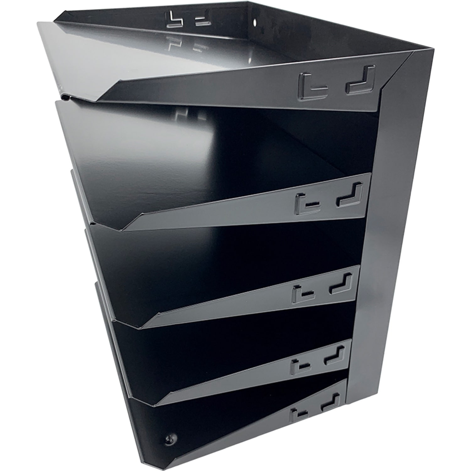 Huron Horizontal Slots Desk Organizer - 5 Compartment(s) - Horizontal - 12in Height x 8.75in Width x 12in Depth - Durable - Black - Steel - 1 Each - Image 5