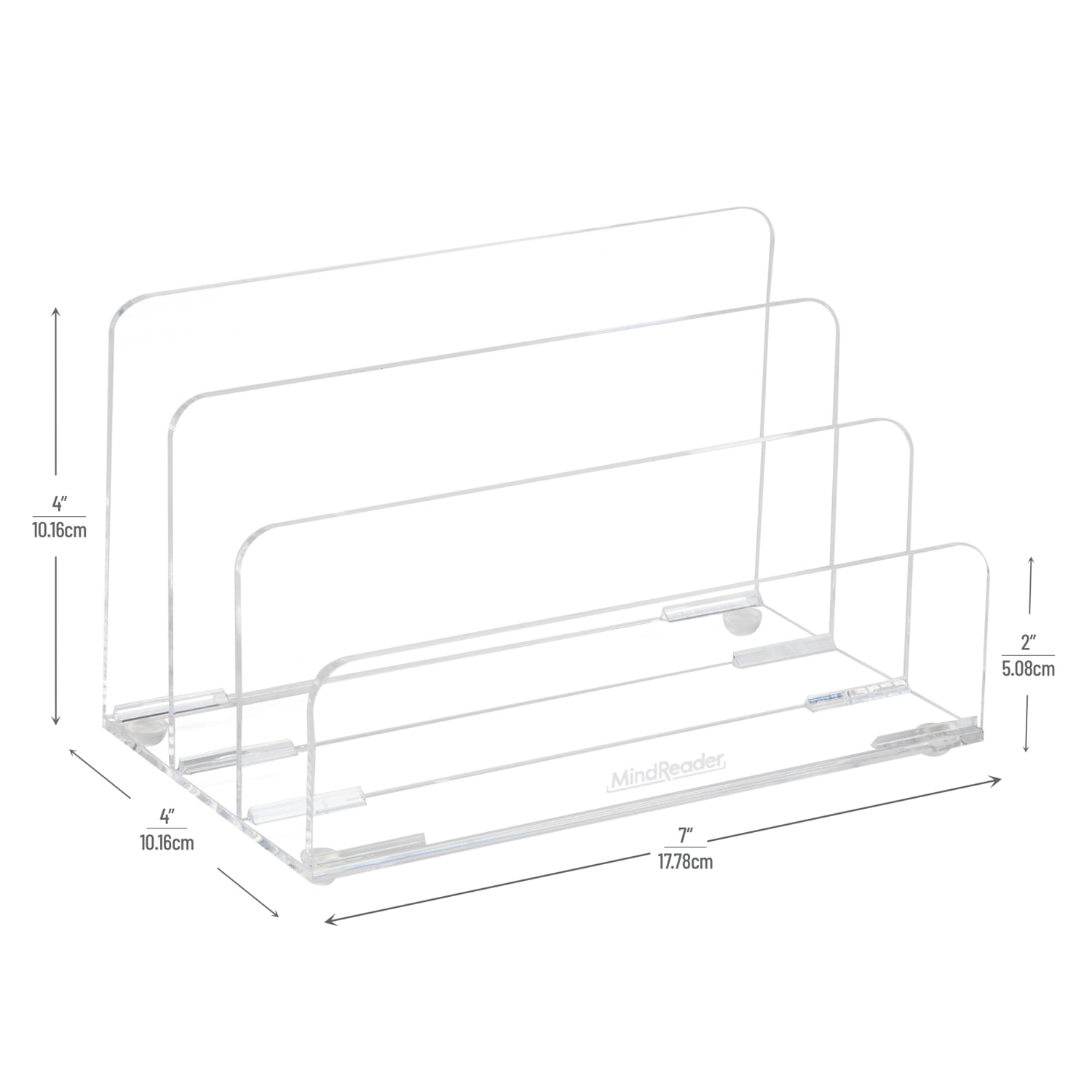 Mind Reader Acrylic 3-Tier Desktop Mail Sorter, 4inH x 4inW x 7inD, Clear - Image 4