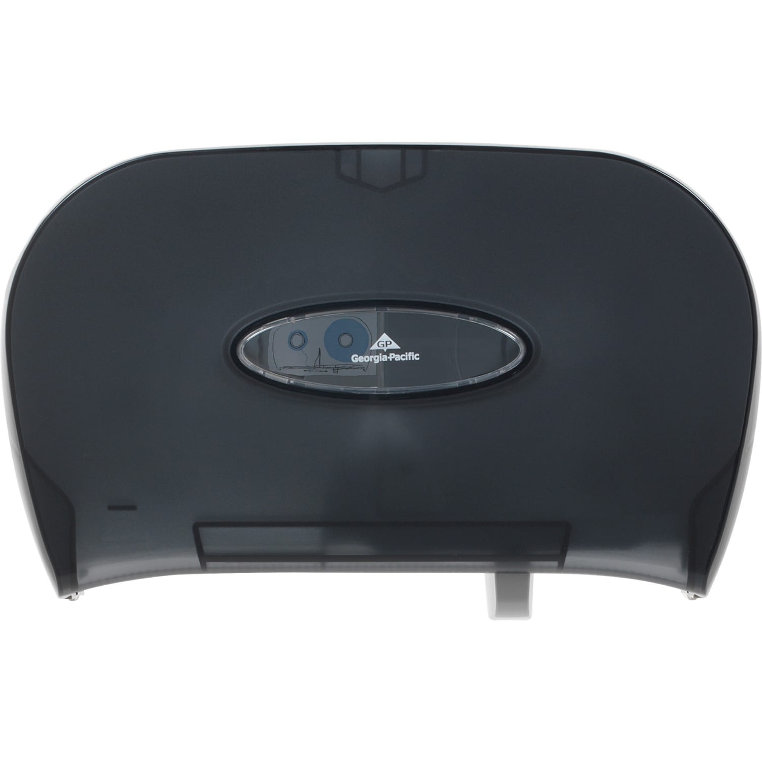 Georgia-Pacific Side-by-Side Standard Roll Toilet Paper Dispenser, 59206, 13.58in x 5.73in x 8.59in, Smoke Gray, 1 Dispenser - Image 3
